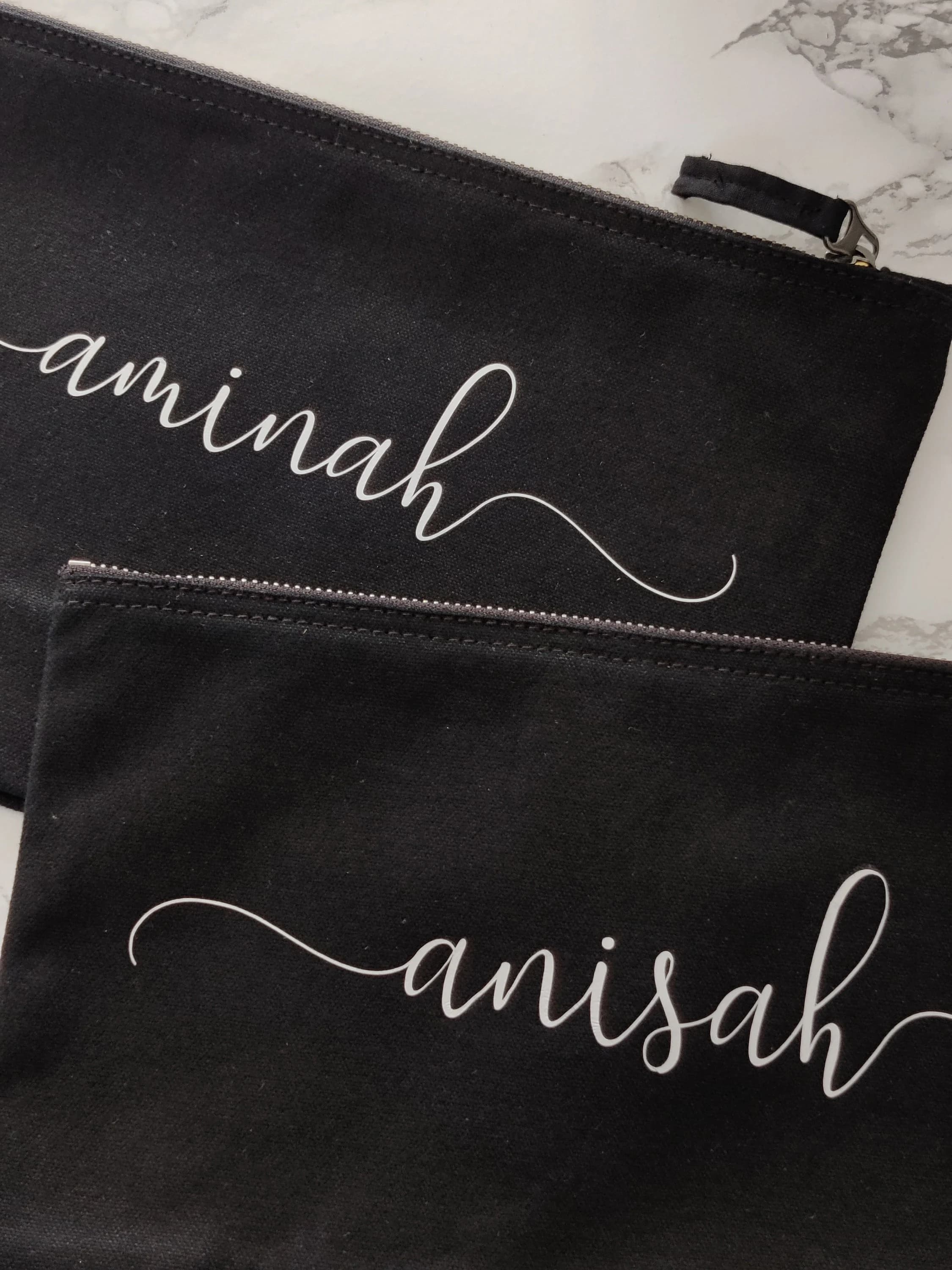 PERSONALISED Make Up / Cosmetic / Wash Bag | Personalised Shaving Kit Bag | Birthday, Wedding, EID Gift |  ANY Name Bag | Black and Silver - image 5