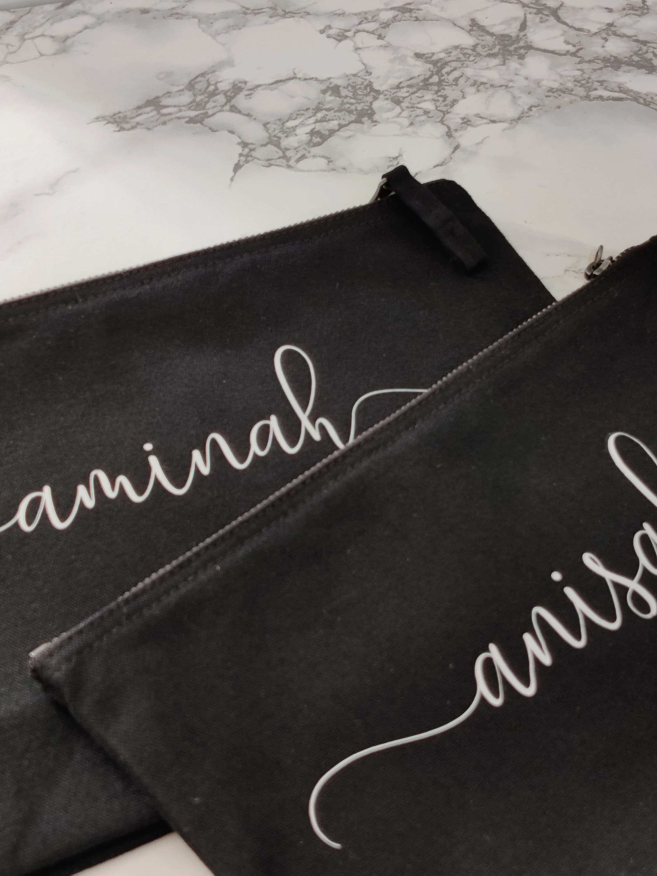PERSONALISED Make Up / Cosmetic / Wash Bag | Personalised Shaving Kit Bag | Birthday, Wedding, EID Gift |  ANY Name Bag | Black and Silver - image 3