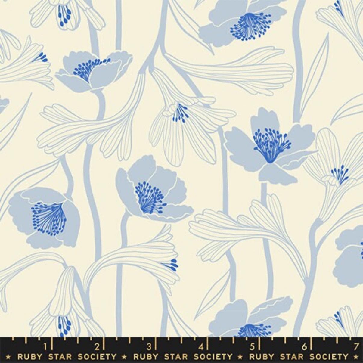 Water Flowers Cotton Fabric by Ruby Star Society: Natural Floral Print