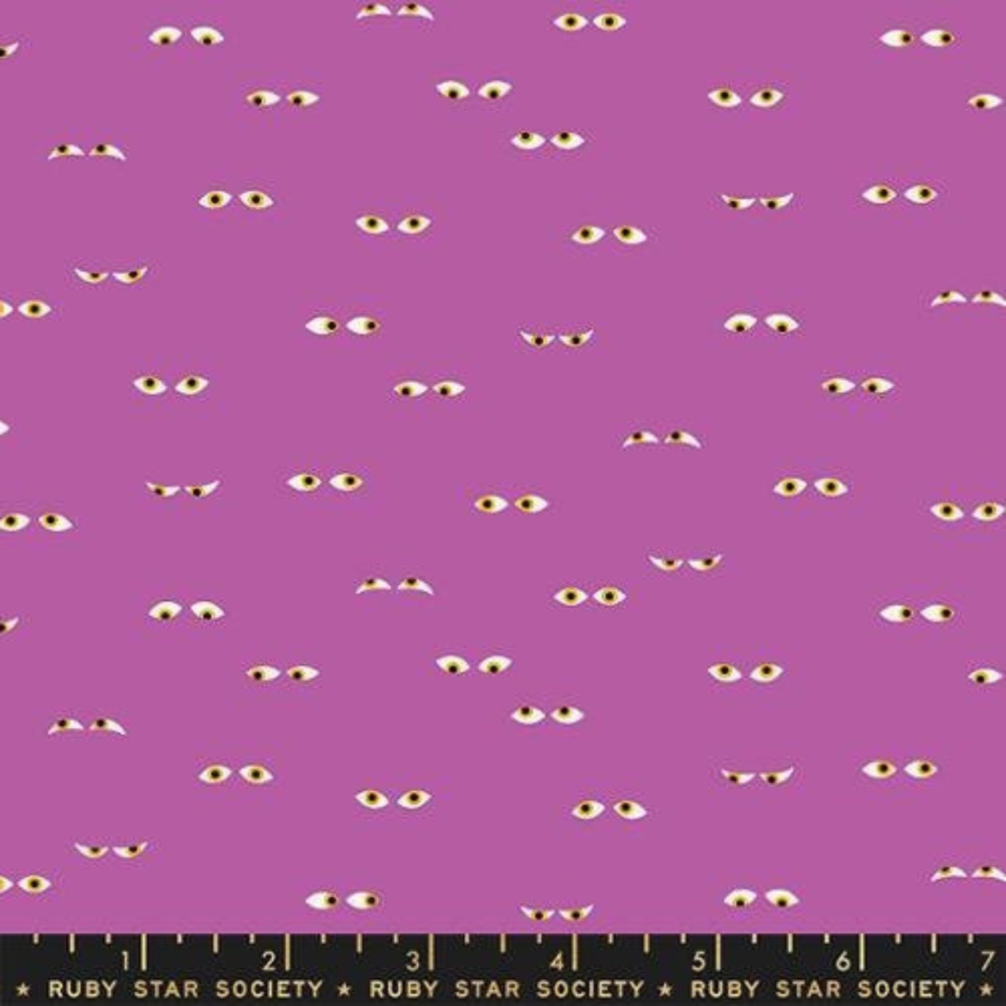 Fabric, Tiny Frights-Creepy Eyes-Witchy (Glow in the Dark),Fabric, Fabric by the Yard, Ruby Star Society, Moda, Halloween Holiday, Spooky