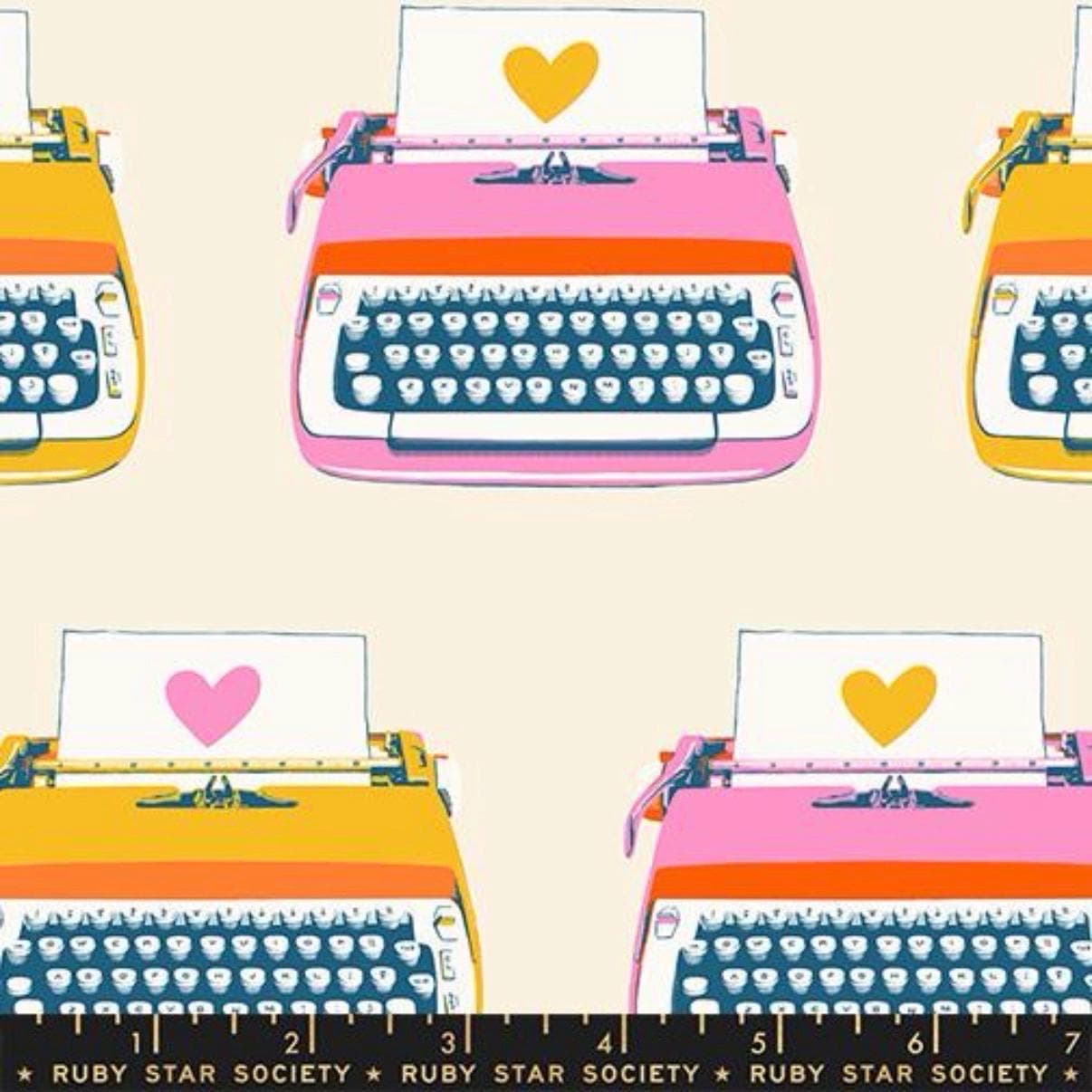 Ruby Star Society Cotton Fabric, Best Day Ever Typewriters Print