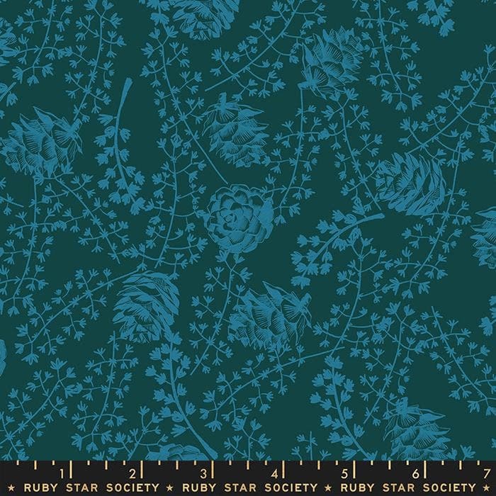Ruby Star Society Winterglow Fabric: Teal Christmas Quilting Cotton