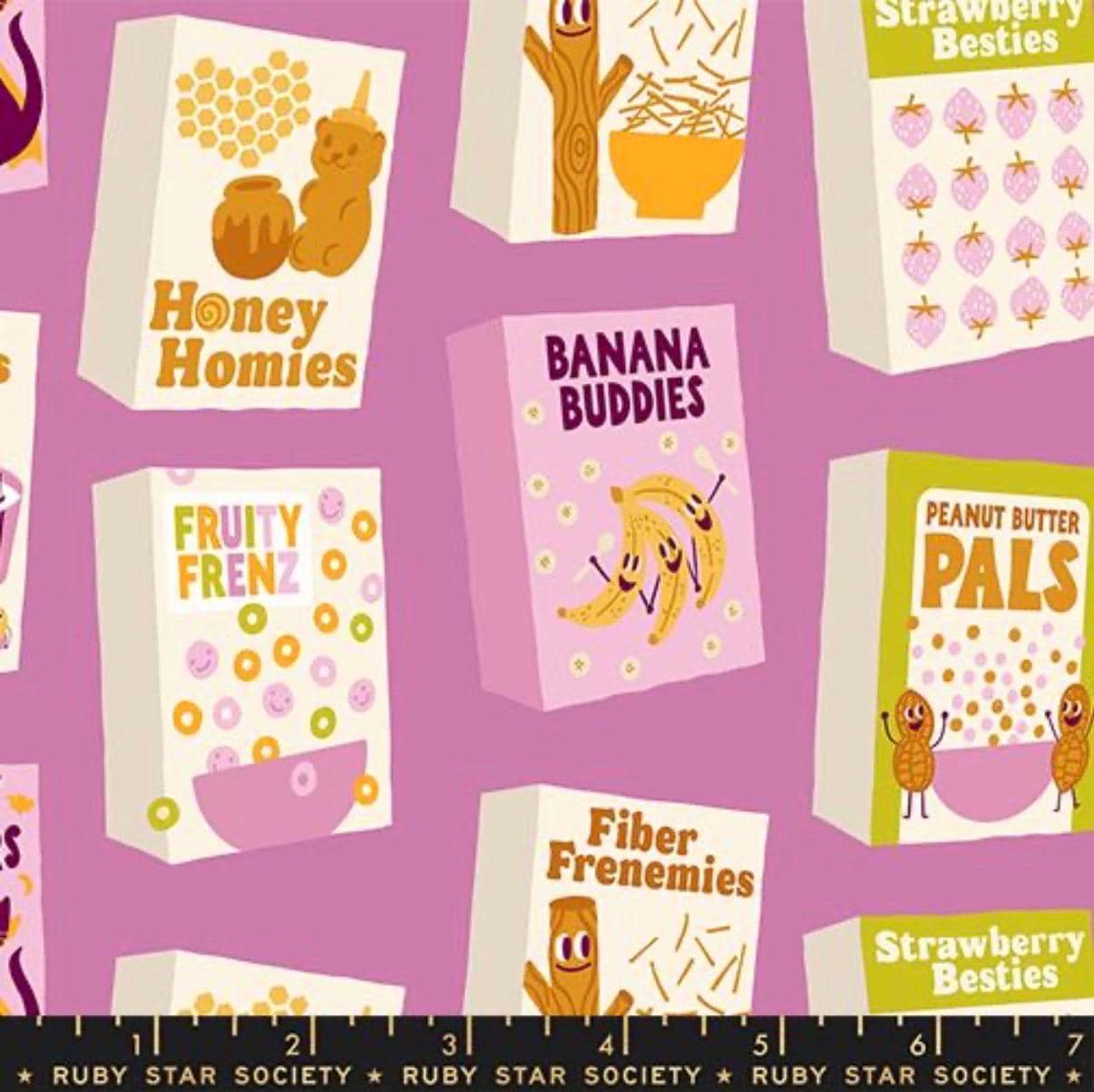 Fabric Egg and Friends Heliotrope Cereal Boxes, Ruby Star Society