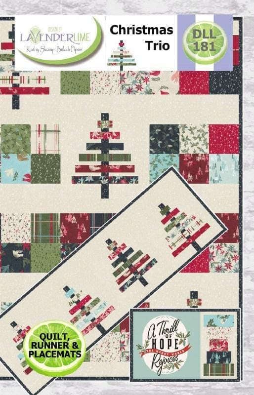 Christmas Trio Quilt Pattern, Table Runner, Placemats (PDF Pattern)