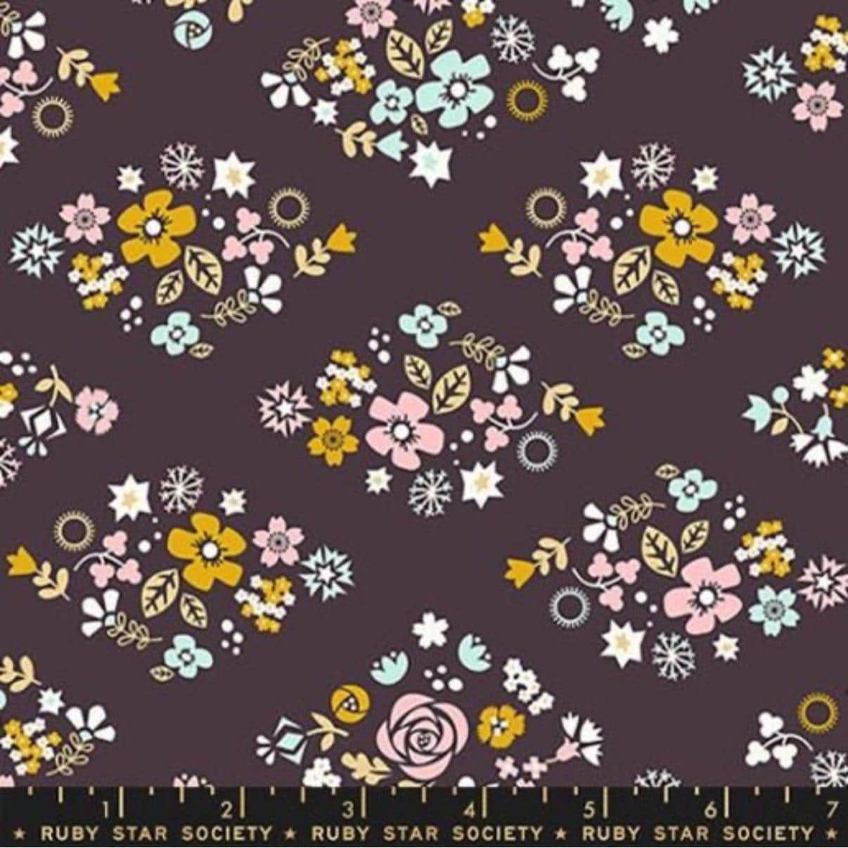 Koi Pond Fabric: Caviar Brown Geometric Print, Ruby Star Society