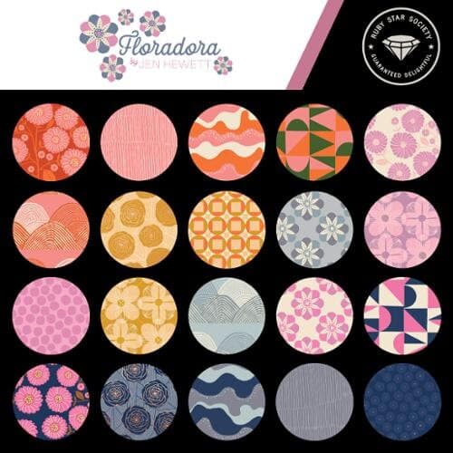 Ruby Star Society Fabric, Floradora, Starflower, Kiss Purple Cream, Moda, Modern, Jen Hewett, Continuous Cut, Quilting, Sewing Supplies