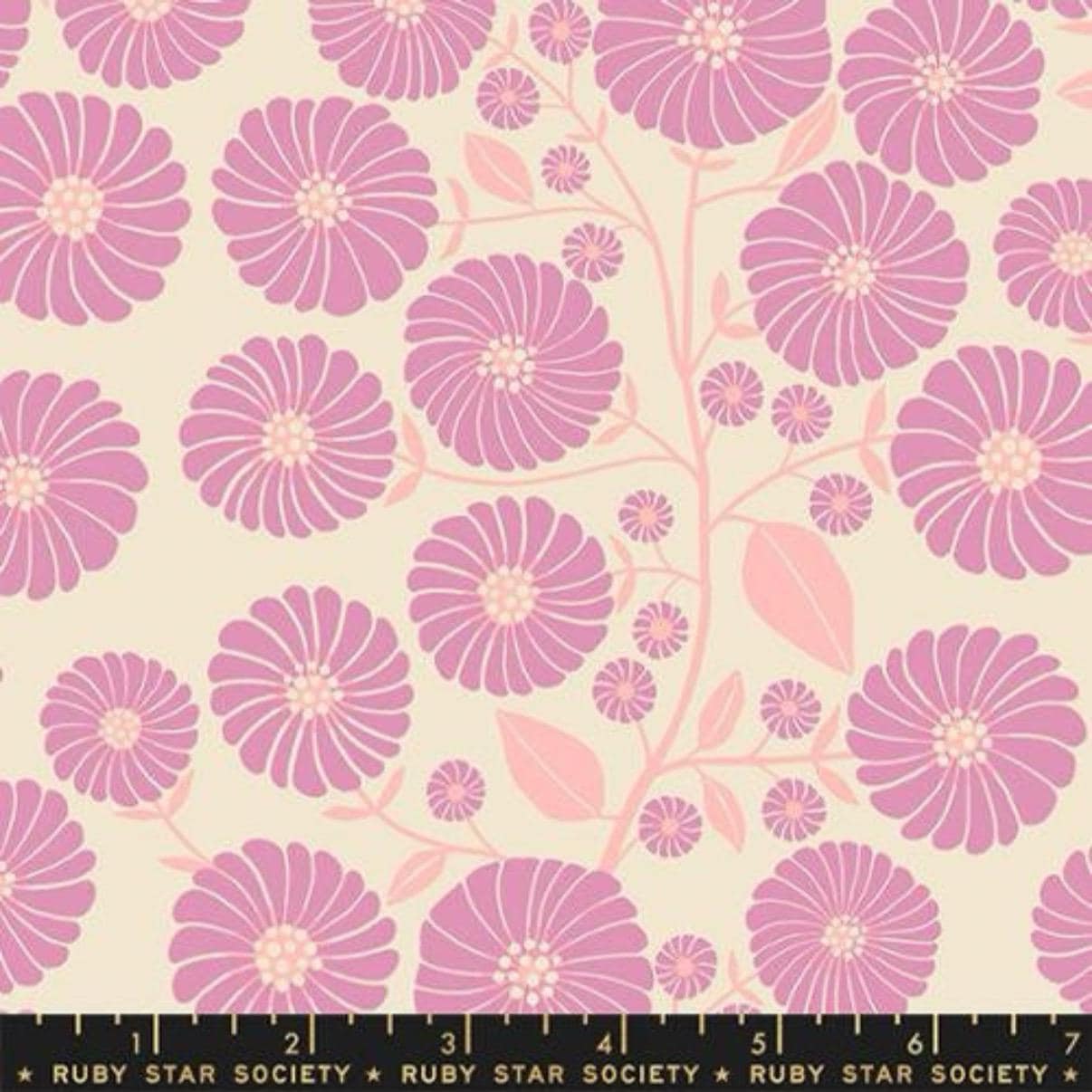 Ruby Star Society Floradora Fabric: Starflower Kiss Purple Cream, Jen Hewett
