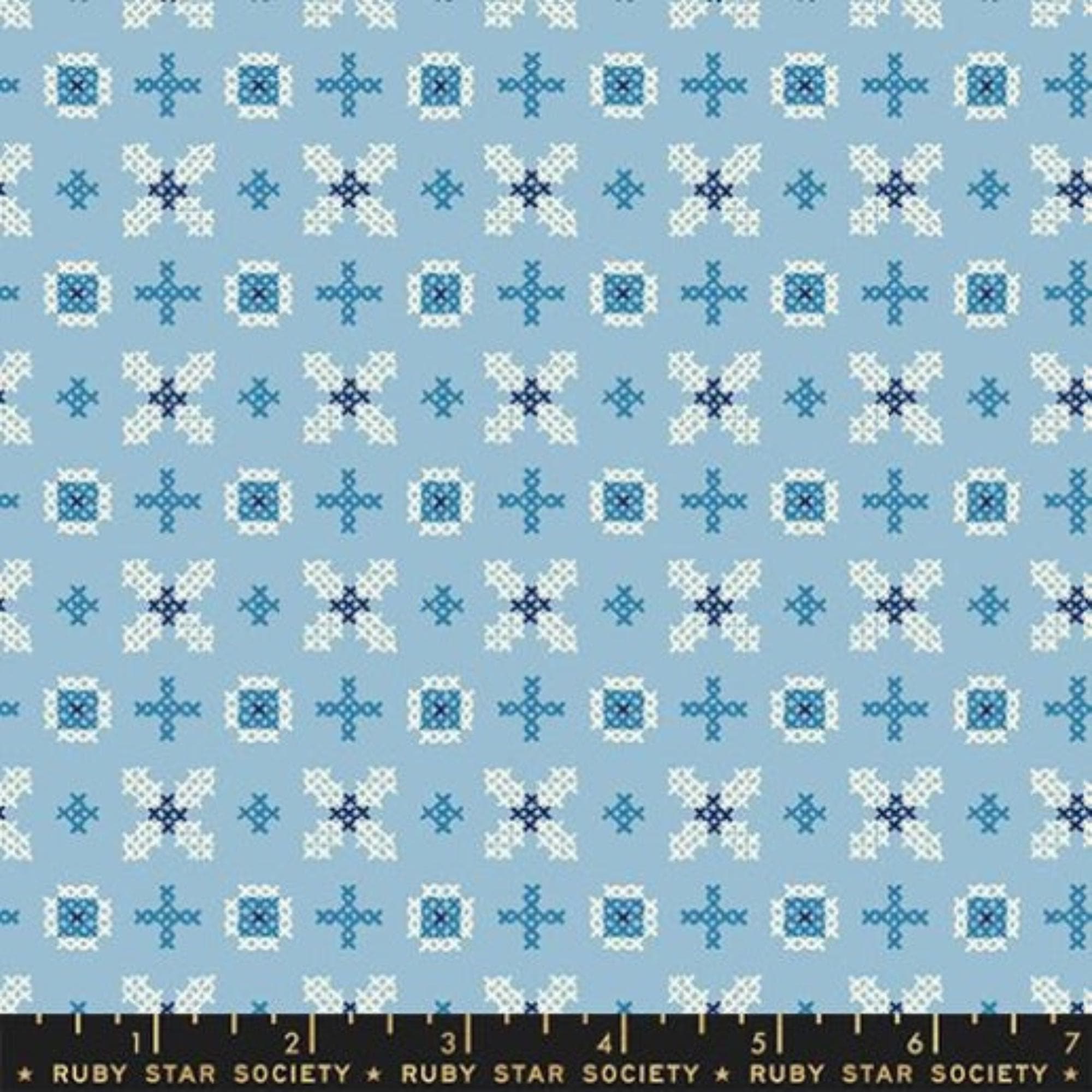 Winterglow Cross Stitch Fabric: Light Blue Celestial Cotton by Ruby Star Society