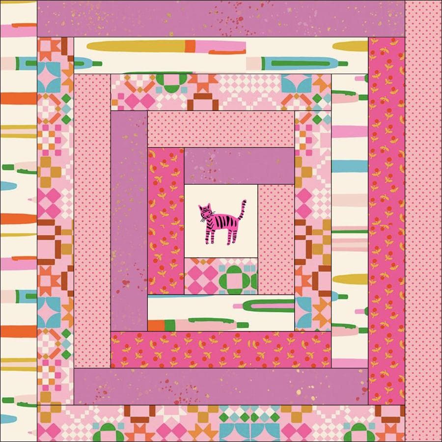 Modern Log Cabin Quilt Block Pattern | FPP Design (Digital PDF)