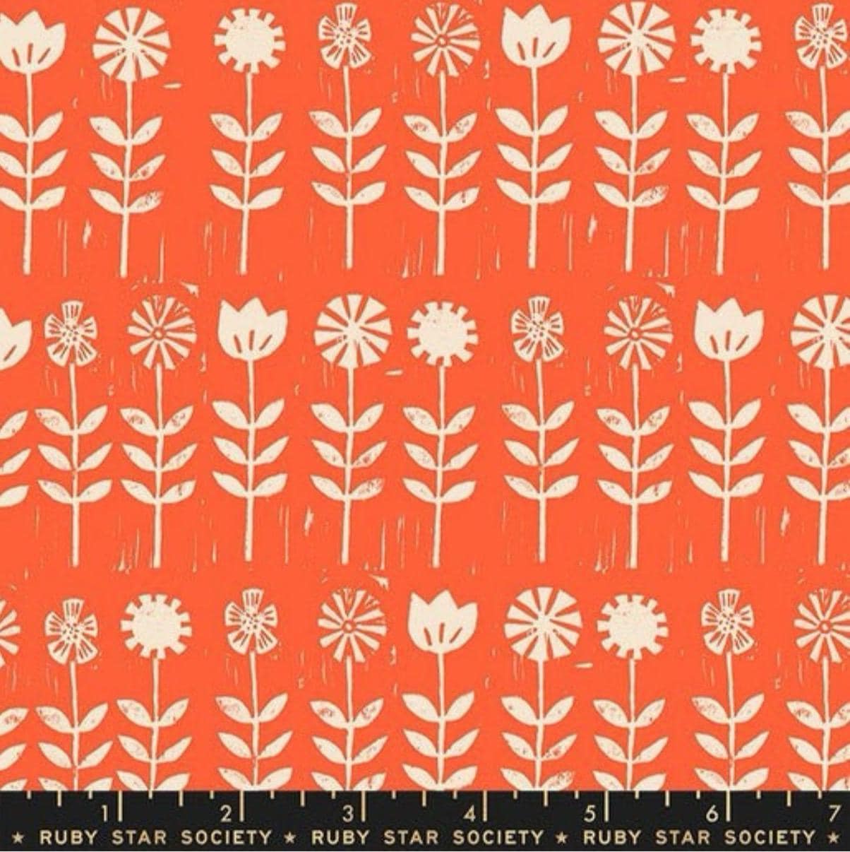 Ruby Star Society Cotton Fabric: Darlings 2-Florida, Orange Floral Print