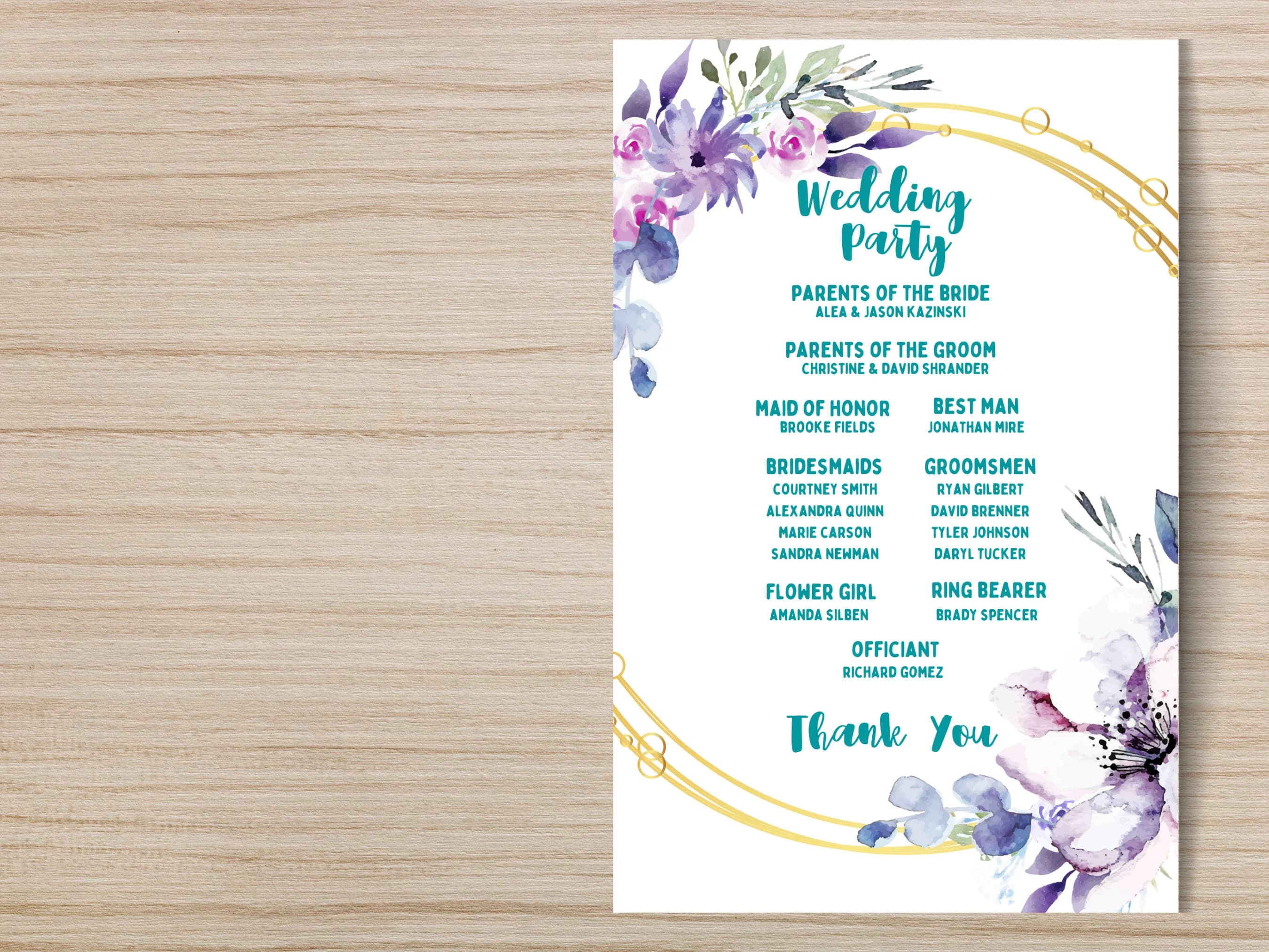 Floral Wedding Program Template: Editable Ceremony Decor (Instant Download) - image 3