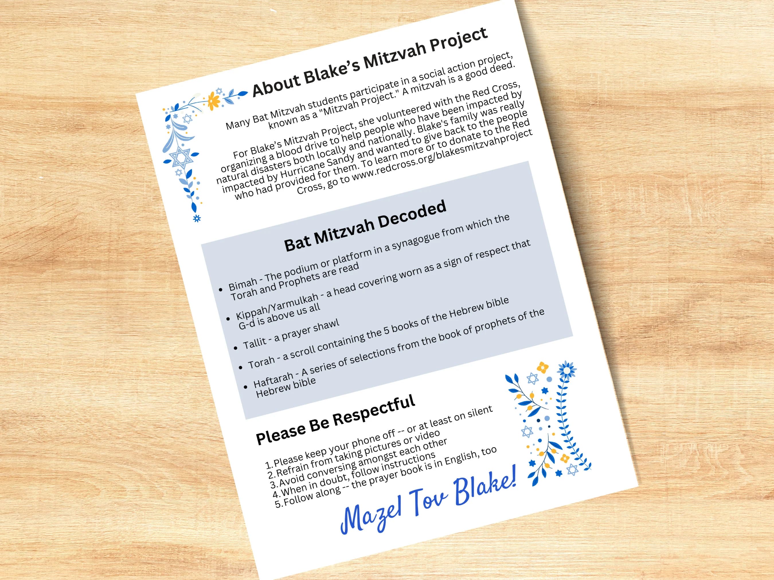 Modern Bat Mitzvah Ceremony Program Template (DIY Canva) - image 3