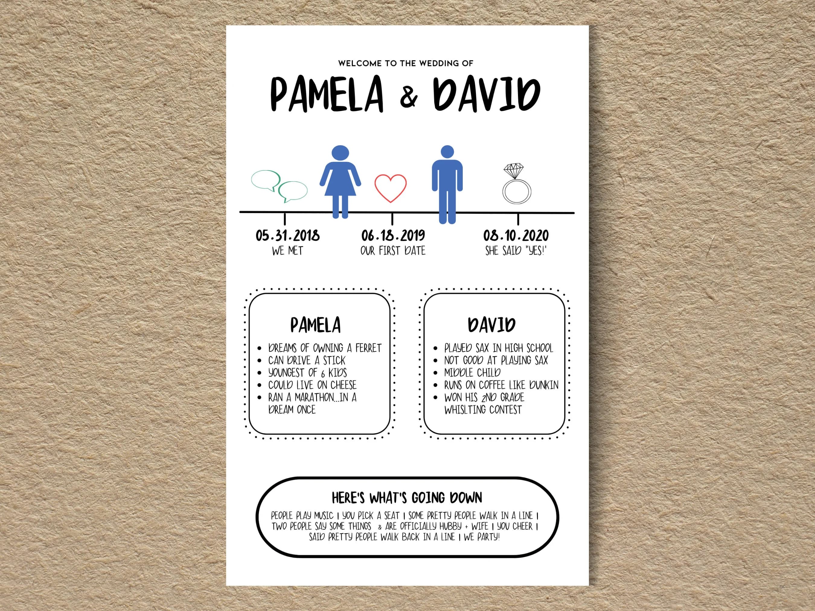 Fun Wedding Program Template: Black & White Infographic (5.5 x 8.5" - Canva) - image 2