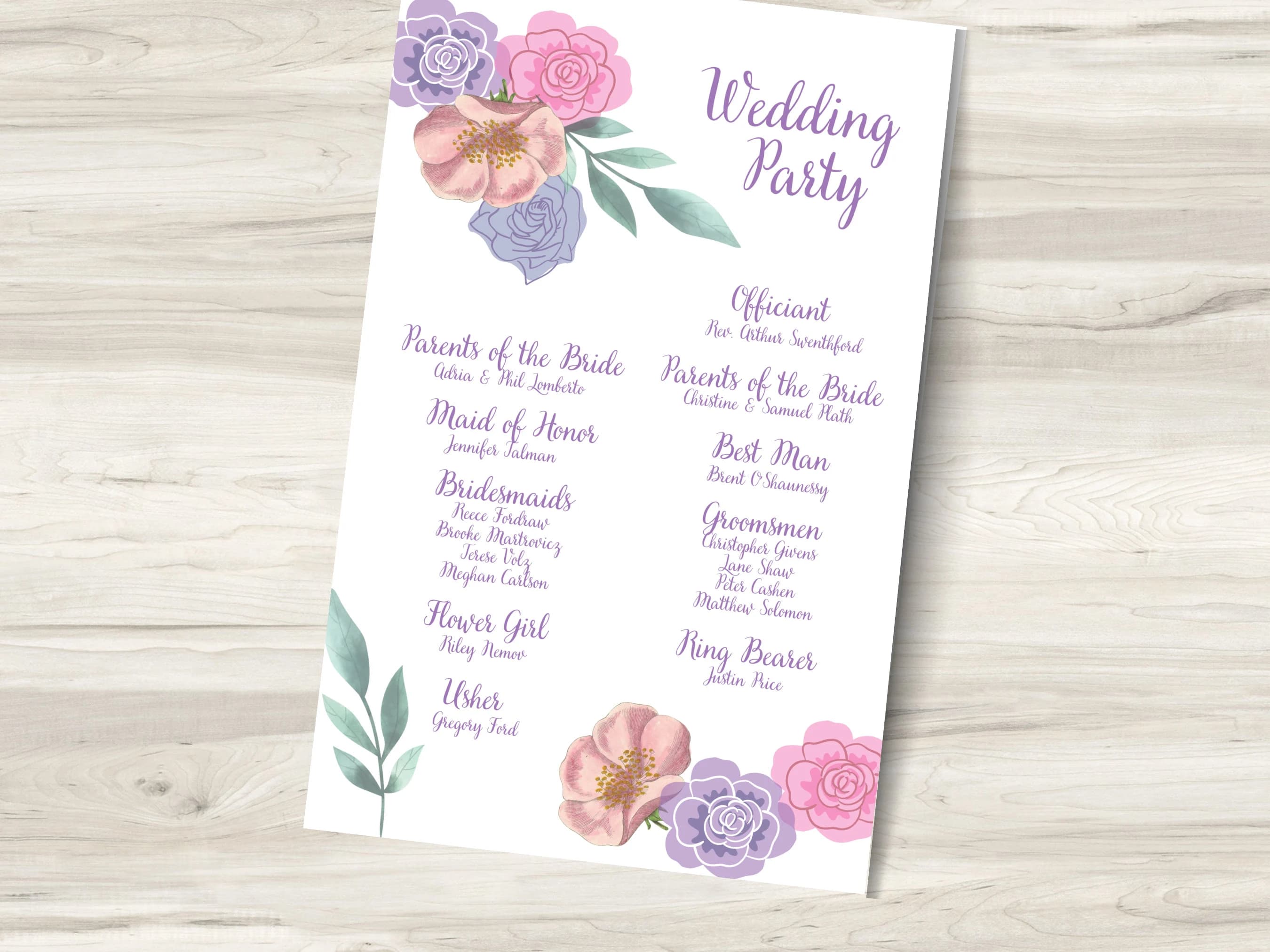Floral Wedding Program Template: Romantic Ceremony (Editable Canva Template) - image 3