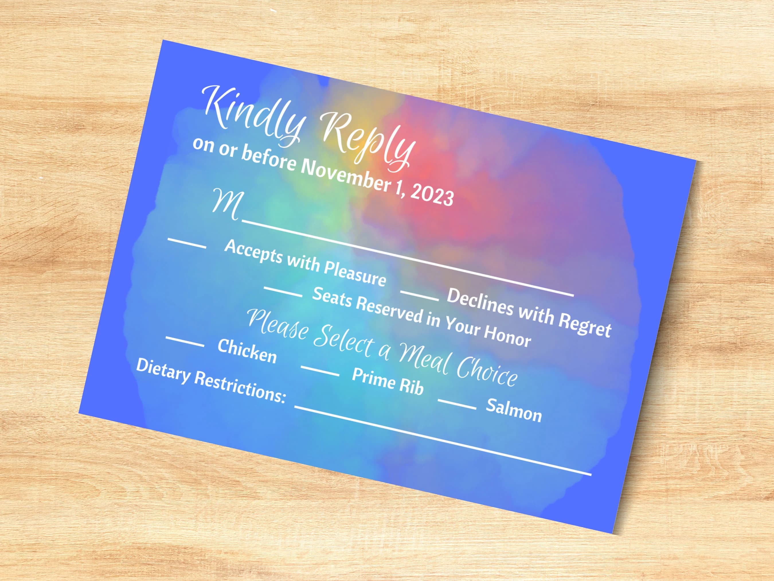 Rainbow Watercolor Wedding RSVP and Details Cards (Digital Download) - image 2