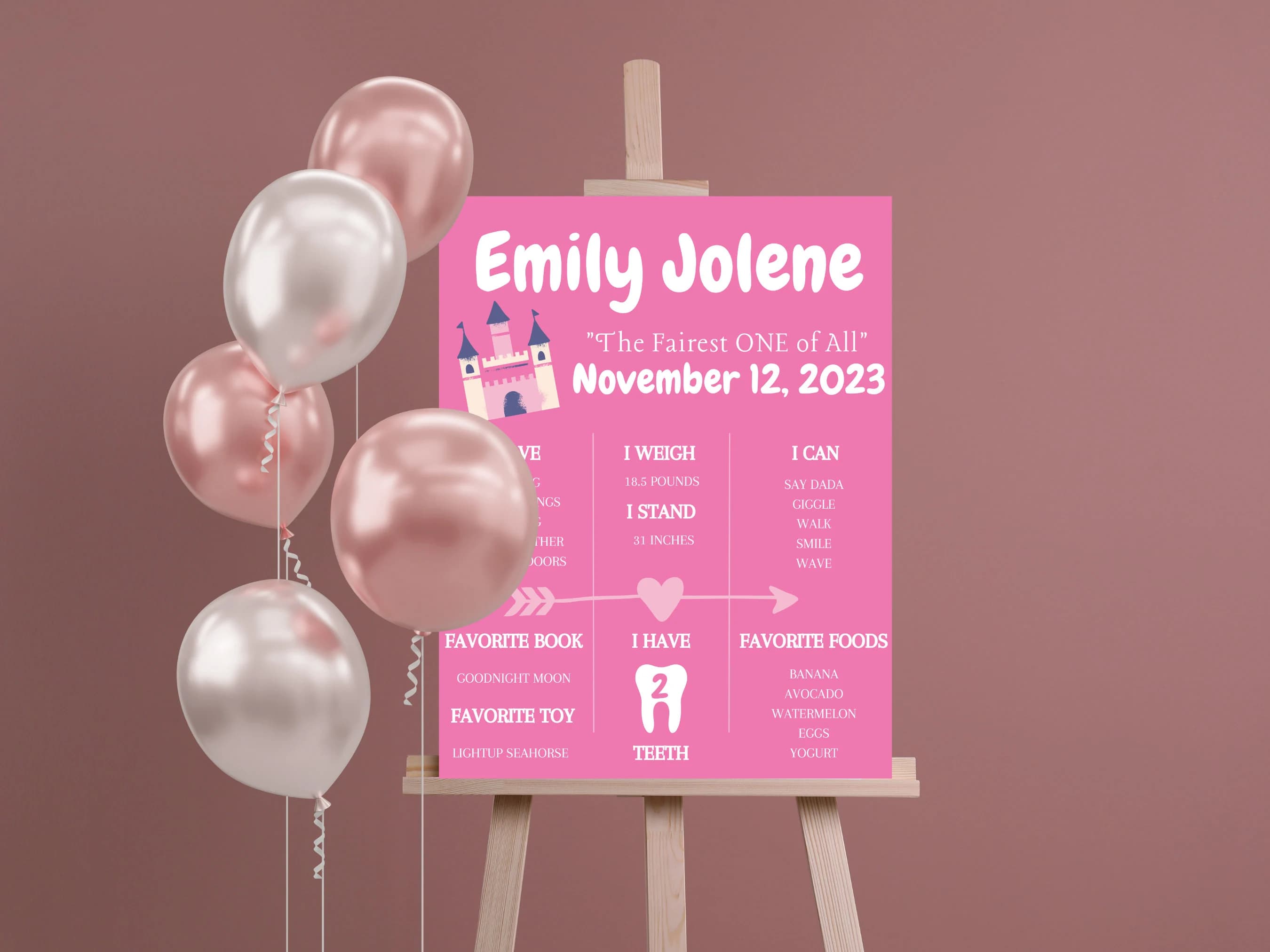 First Birthday Milestone Sign: "Fairest ONE of All" Template - image 2