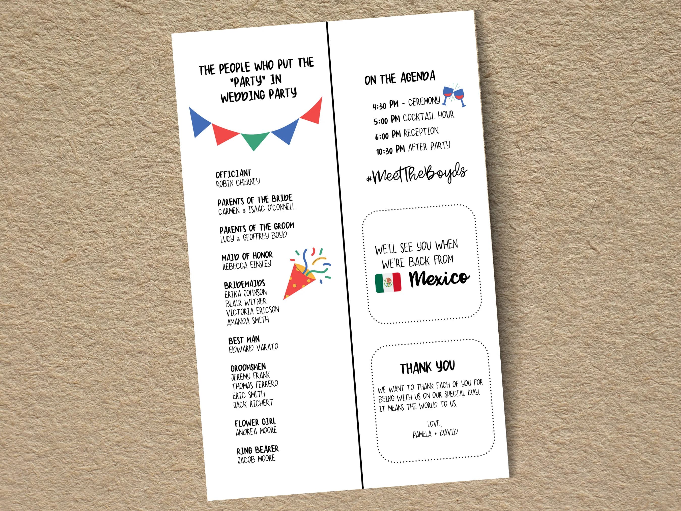 Fun Wedding Program Template: Black & White Infographic (5.5 x 8.5" - Canva) - image 3