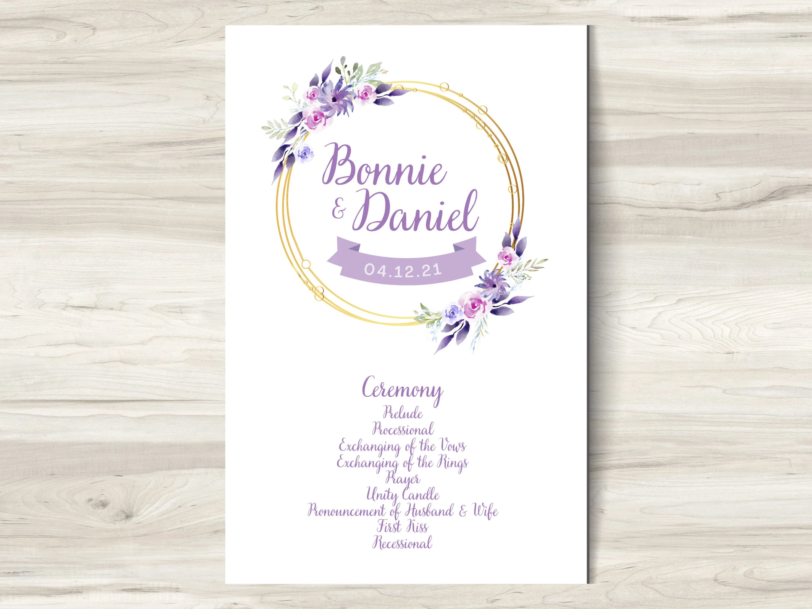 Floral Wedding Program Template: Romantic Ceremony (Editable Canva Template) - image 2