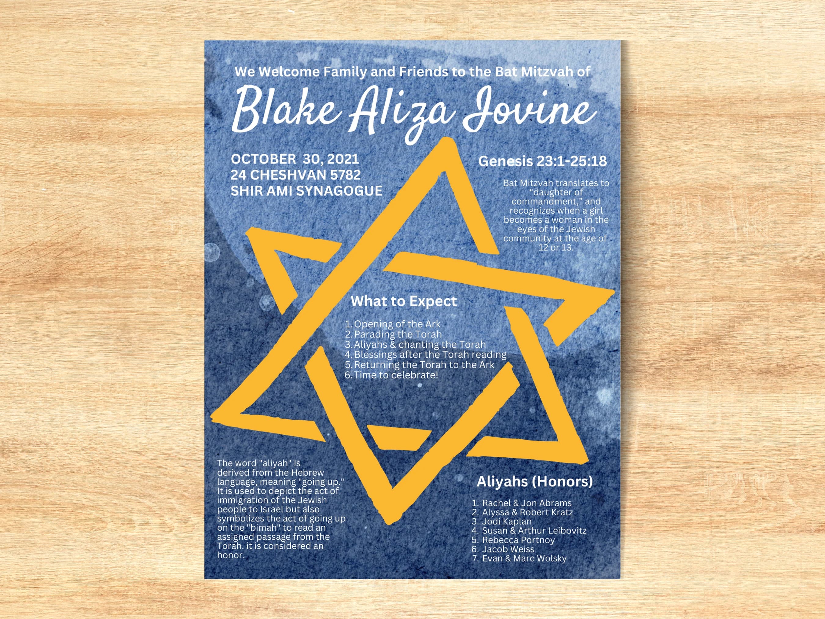 Modern Bat Mitzvah Ceremony Program Template (DIY Canva) - image 2
