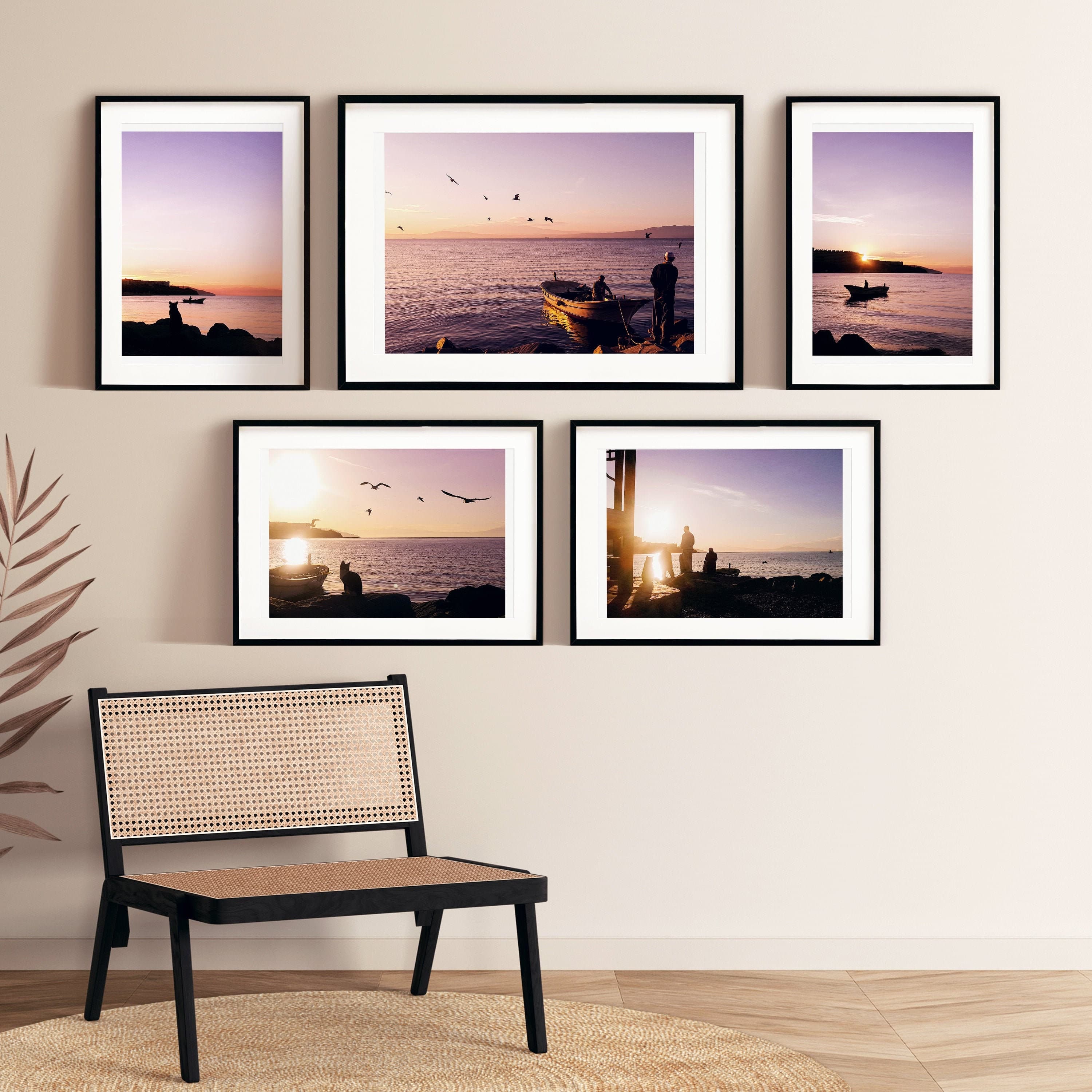 GALLERY WALL SET - Gallery wall art - 5 piece wall art - photography set - digital download - sunset photograph