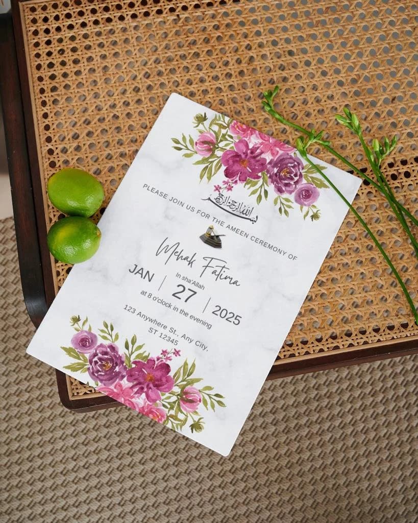 Ameen Ceremony Invitation | Ameen Invite | Ameen Mubarak Invitation | Bismillah Invitation | Editable Template  | Downloadable
