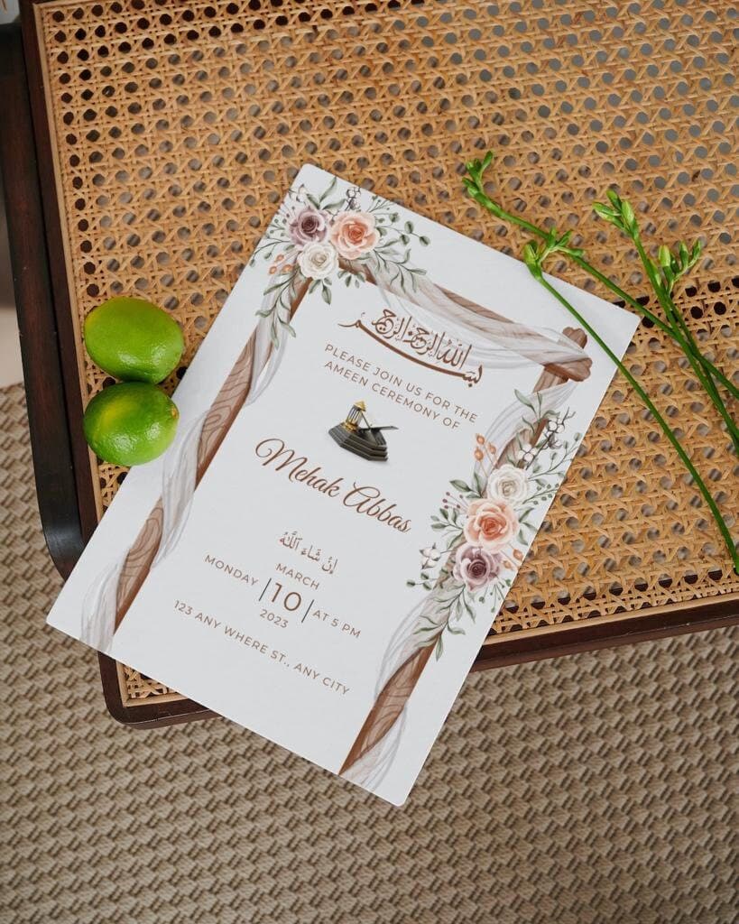 Ameen Ceremony Invitation | Ameen Invite | Ameen Mubarak Invitation | Bismillah Invitation | Editable Template  | Downloadable