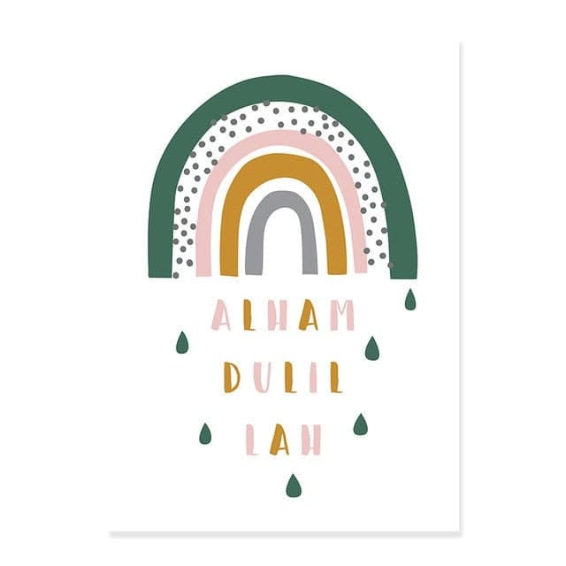 Islamic Calligraphy Alhamdulillah Arabic Alphabet Islamic Nursery Posters Islamic Wall Art Islamic Canvas Print Picture Muslim Kids Room - image 5
