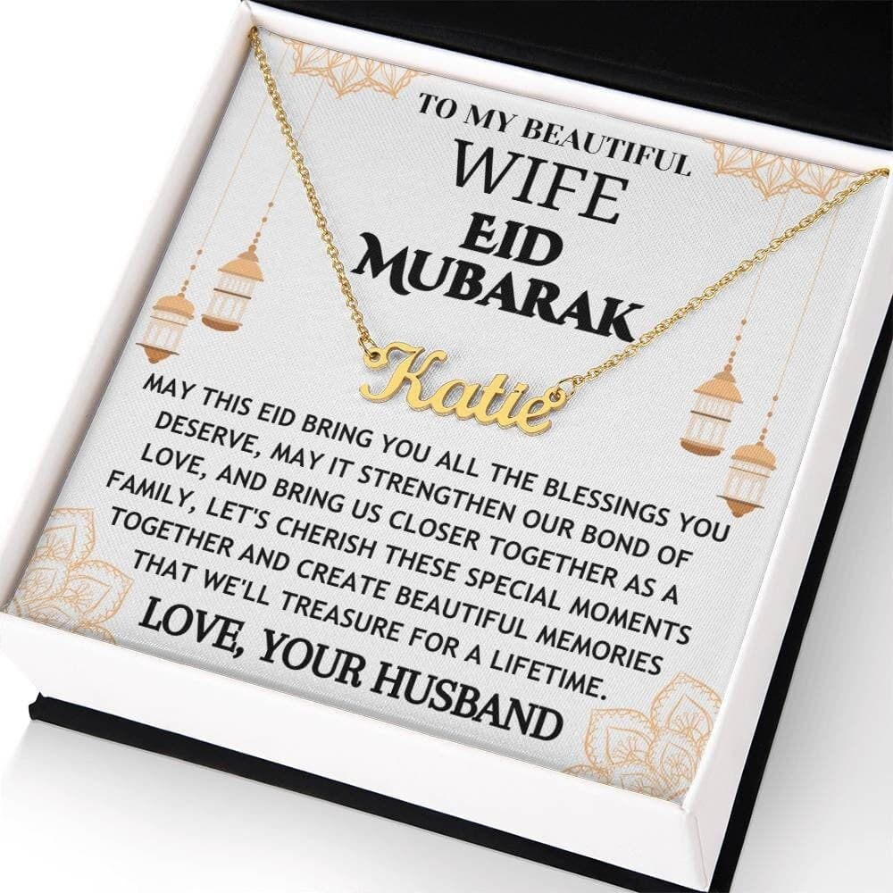 Personalized Eid Gifts for Women, Eid Mubarak Gift For Her, Personalized Name Necklace Eid Gift To My Wife, Eid al-fitr Islamic Gifts