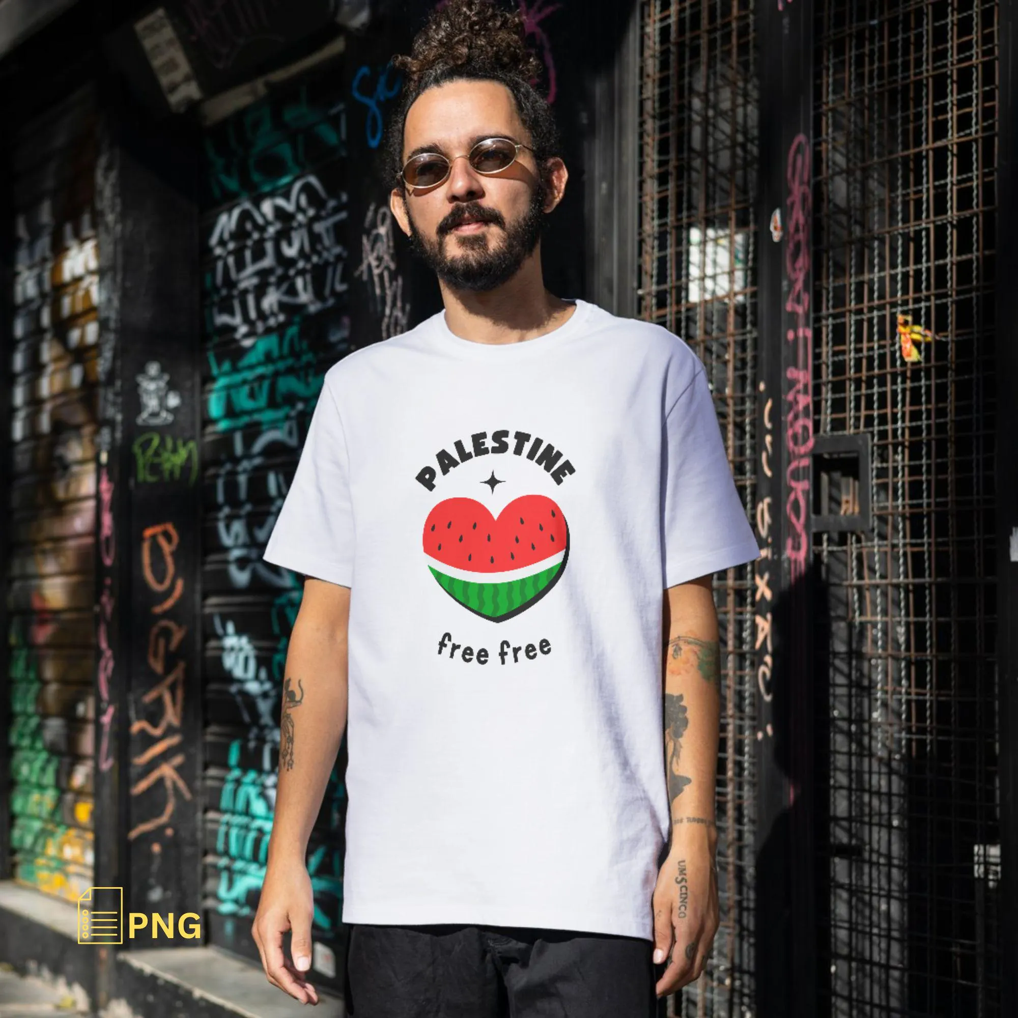 شعار البطيخة تصميم فني فلسطيني ملون قابل للطباعة على المنتجات-Watermelon Logo -Colorful Palestinian Art -Printable Watermelon Design