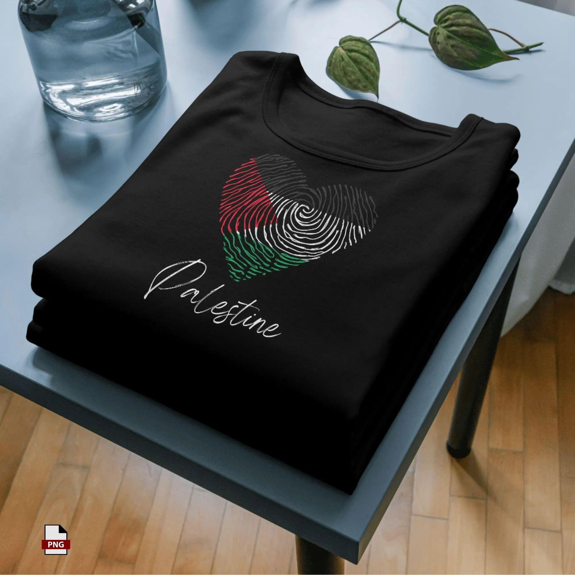 Palestine Flag Heart T-Shirt Design – Arabic Calligraphy (PNG) - image 4