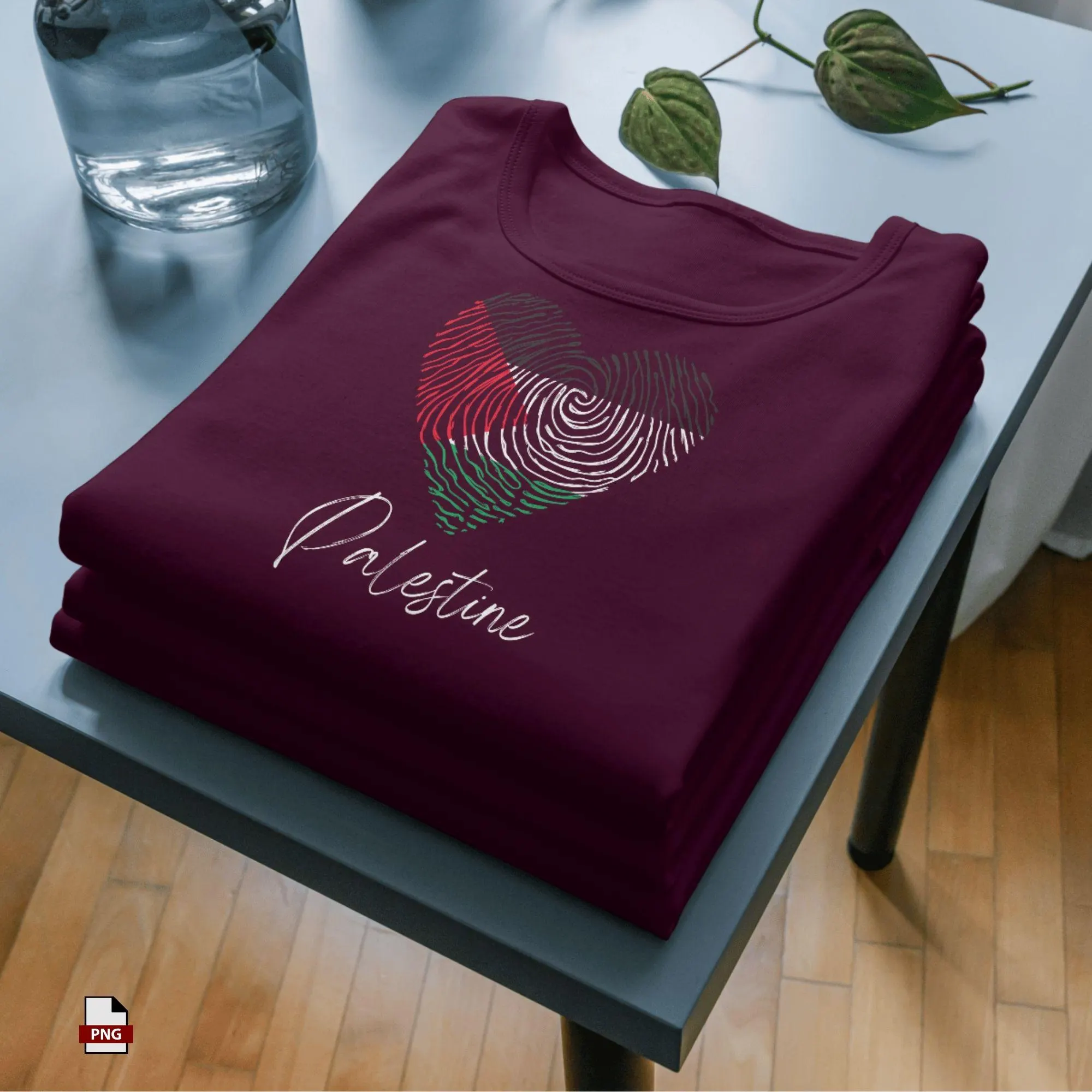 Palestine Flag Heart T-Shirt Design – Arabic Calligraphy (PNG) - image 5