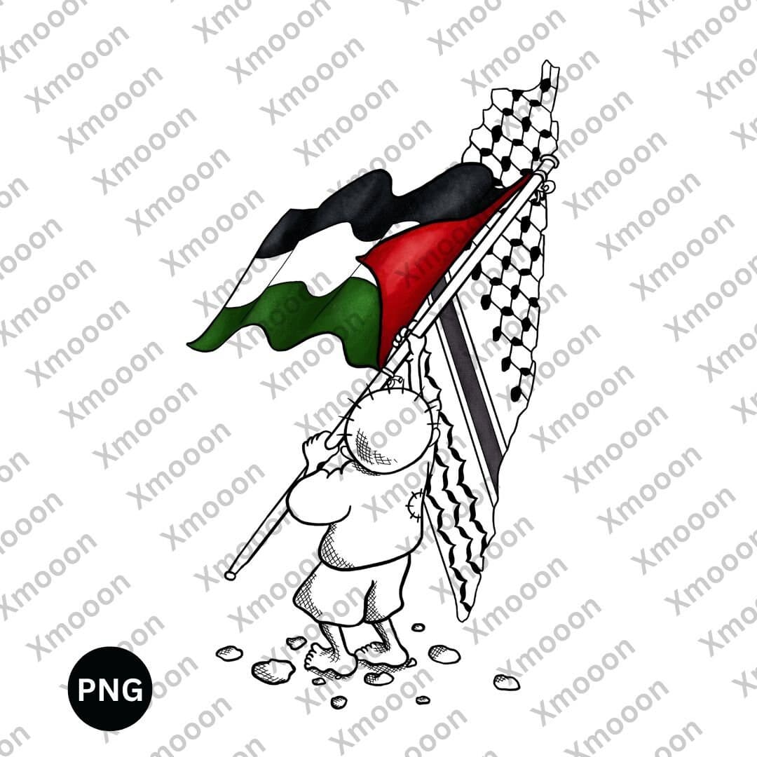 Palestine Flag T-Shirt Design – Gaza, Arabic Calligraphy (PNG Digital Download) - image 3