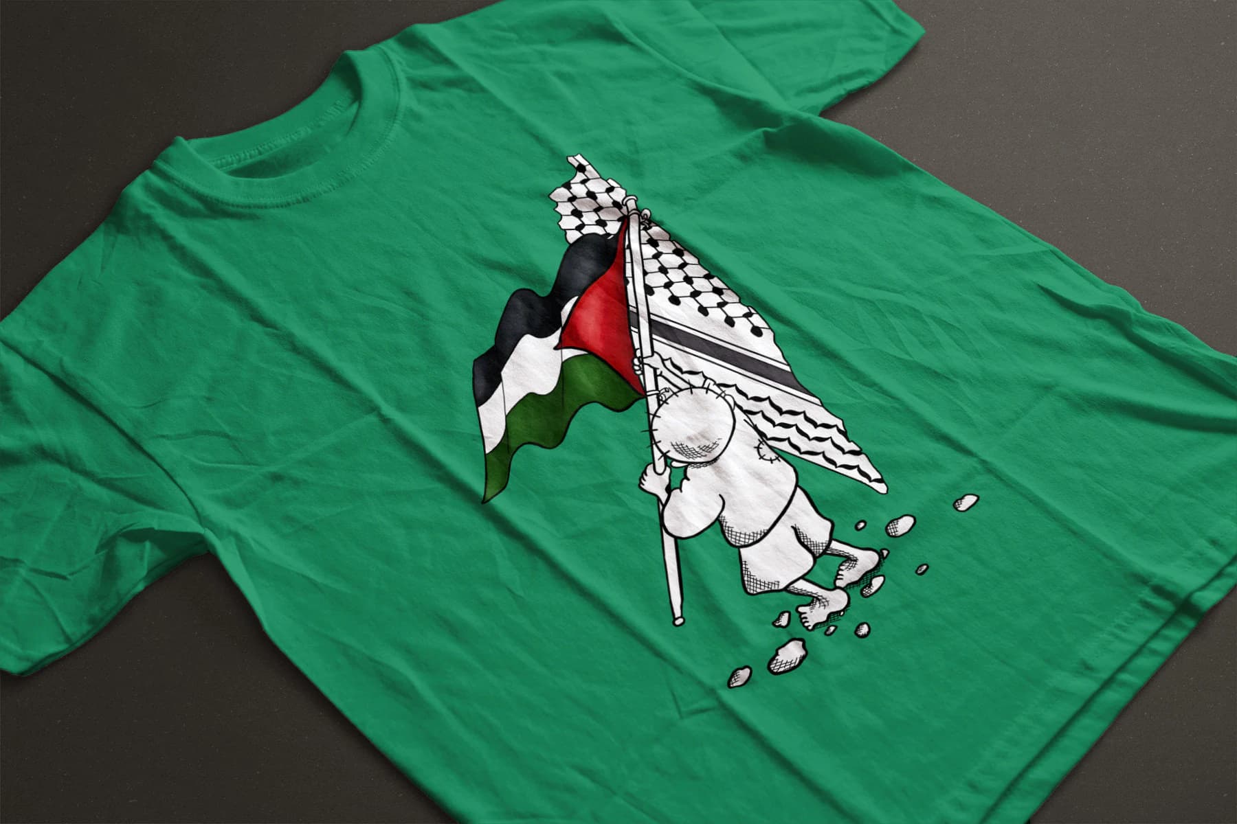 Palestine Flag T-Shirt Design – Gaza, Arabic Calligraphy (PNG Digital Download)