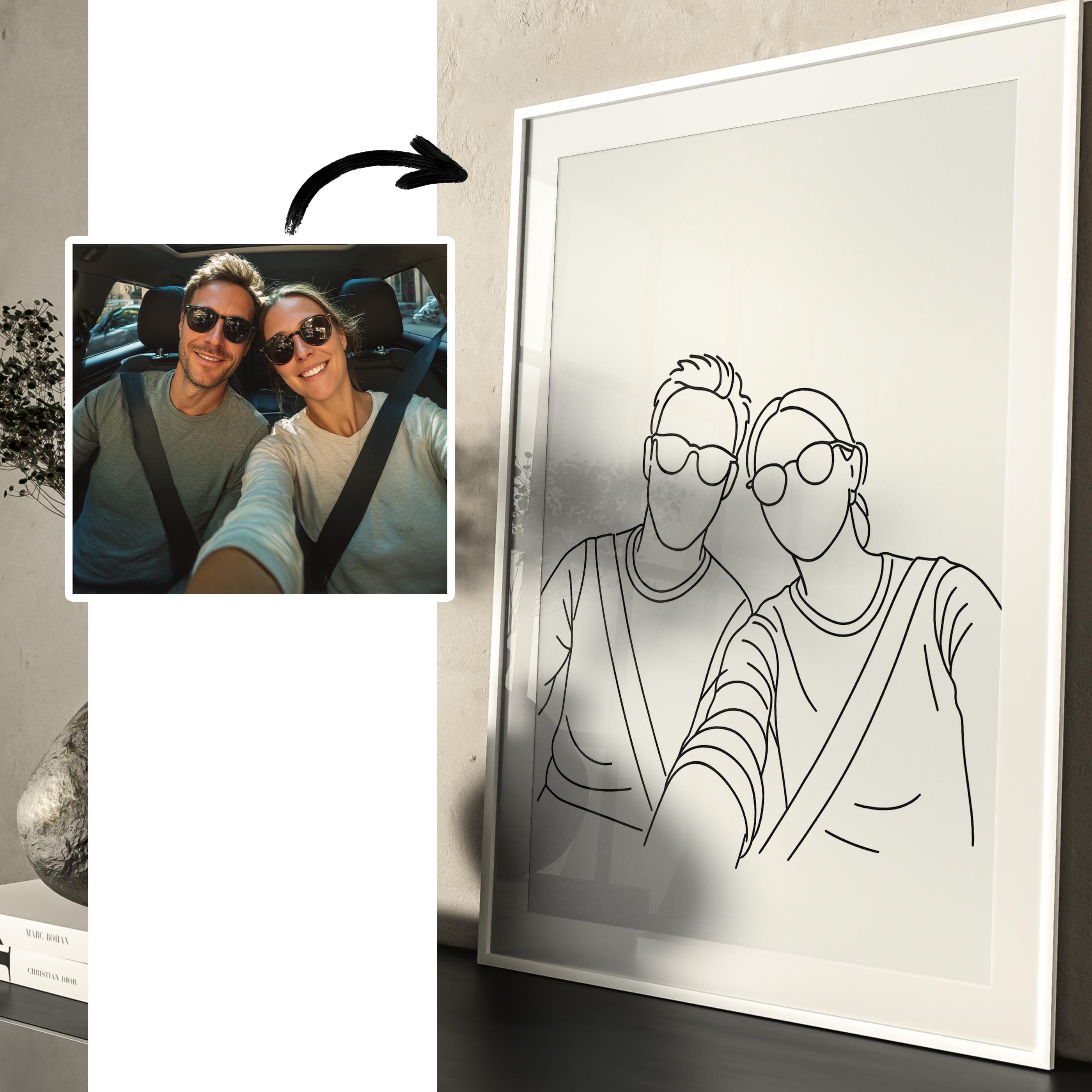 Personalisiertes Familienposter – Line Art Illustration – Custom Portrait mit Kind – Moderne Wandkunst - Premium Fotopapier Matt Kunstdruck - image 5