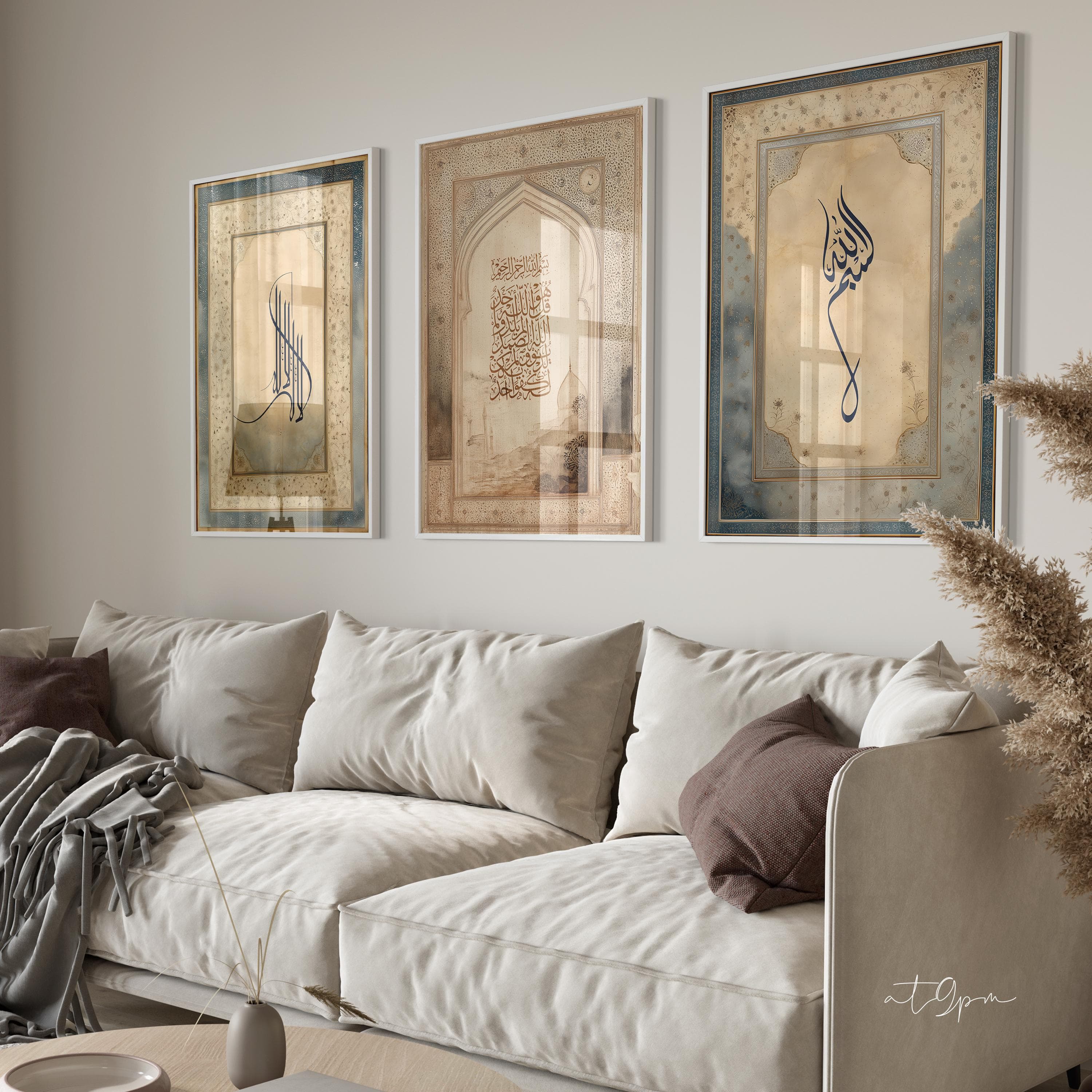 3er Poster Set Islamic Wall Art - Calligraphy - Wanddeko Print - Wandbilder Quran - Premium Photo Paper matte - Shahada Basmala Surah Ikhlas - image 3