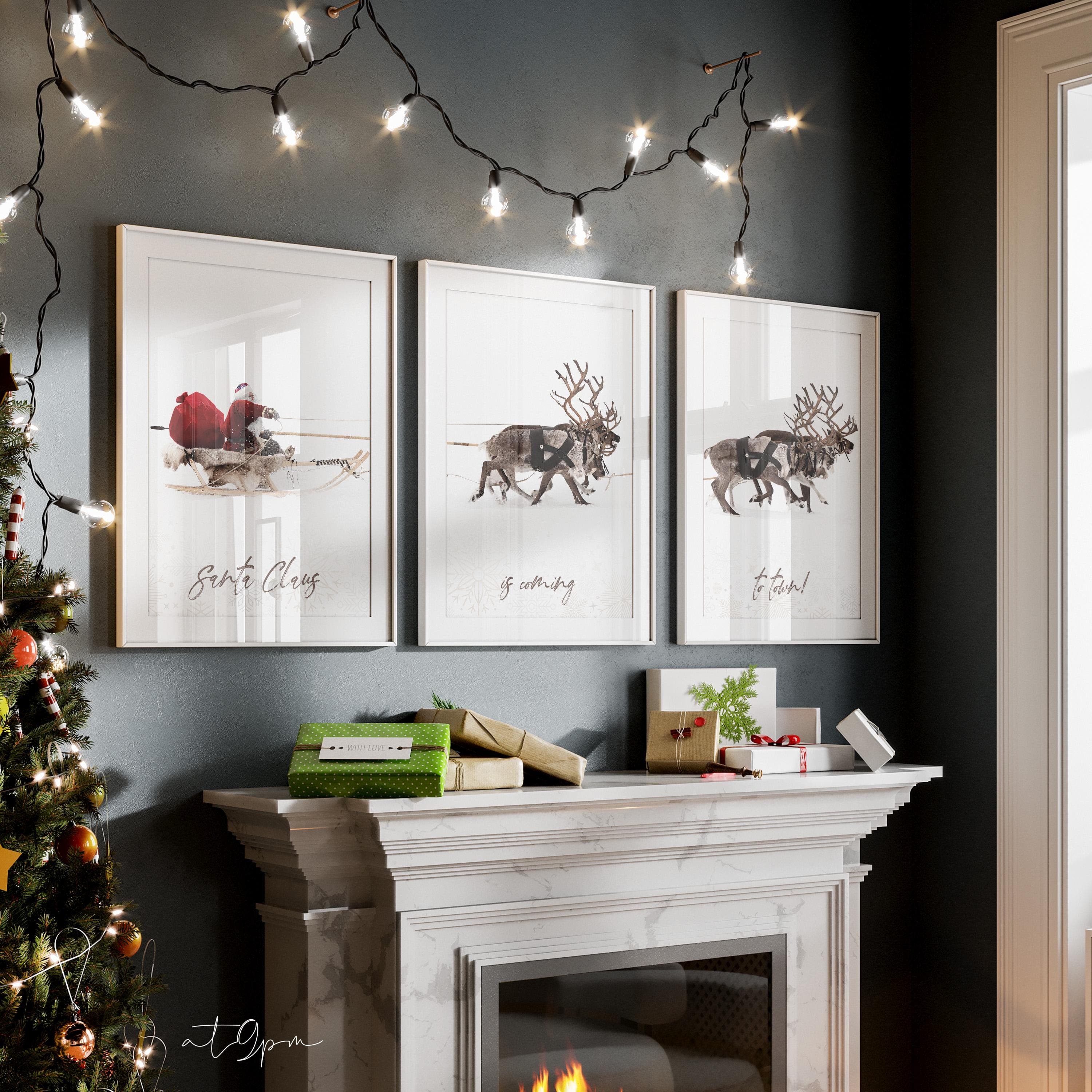 3x Christmas Poster Set - Santa Claus - Xmas Wall Art - Premium Fotopapier matt - Wanddeko - Bilder Wohnzimmer Weihnachsdeko - Weihnachten - image 3