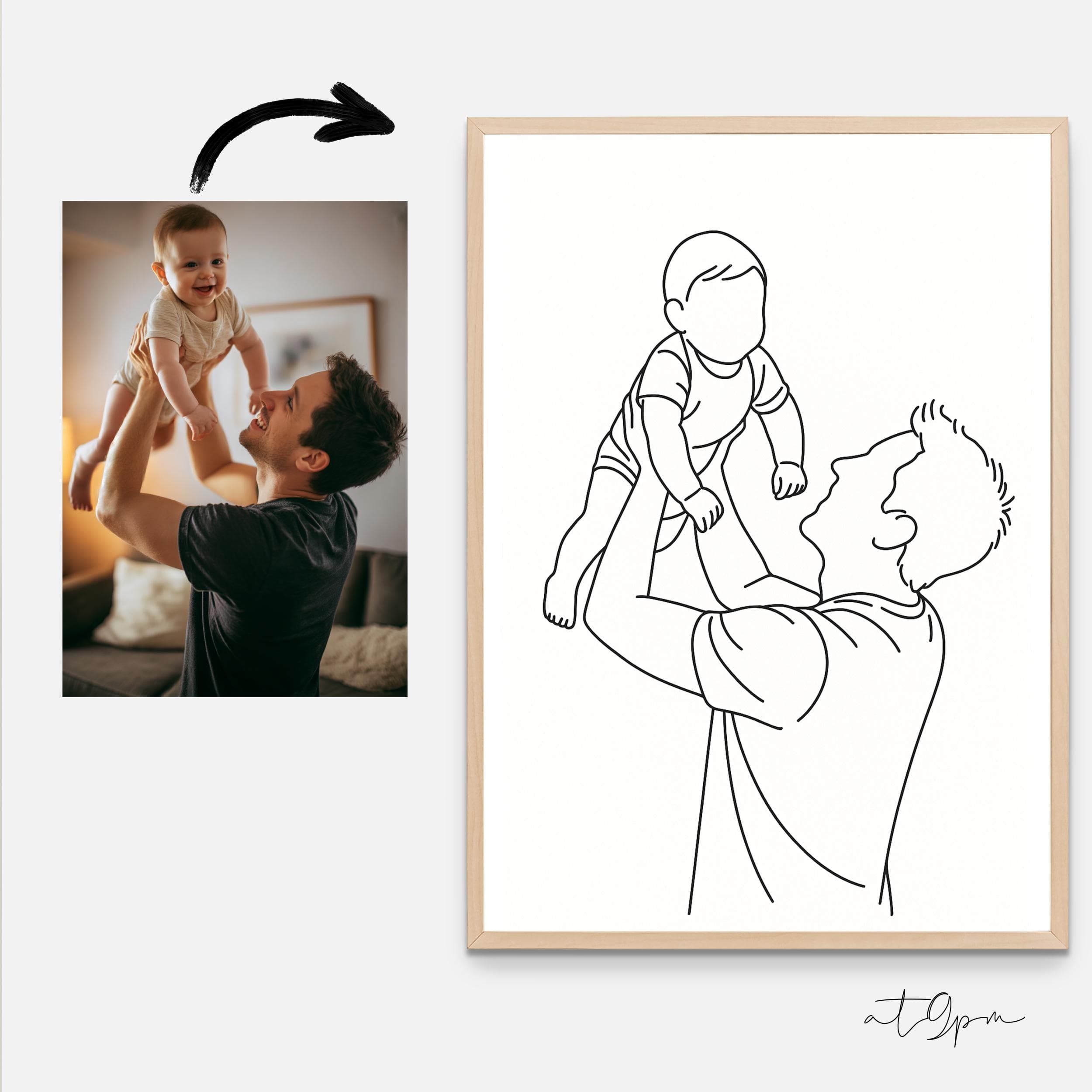 Personalisiertes Familienposter – Line Art Illustration – Custom Portrait mit Kind – Moderne Wandkunst - Premium Fotopapier Matt Kunstdruck - image 4