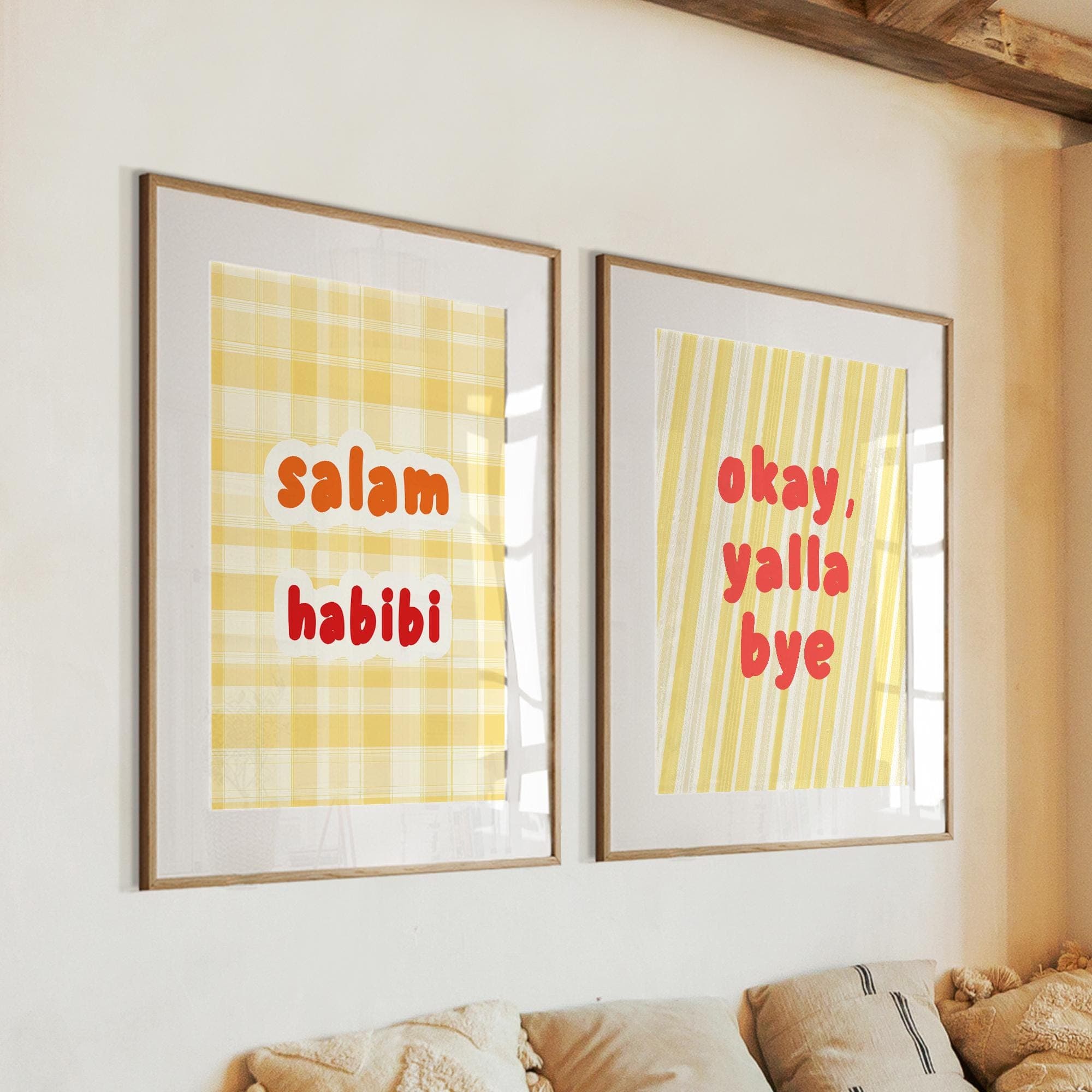 2er Zitat Poster Set - Islamic Wall Art - Bilder Wohnzimmer - Wanddeko - Wandbehang Arabisch - Salam Habibi Yalla - Premium Photopaper Matte