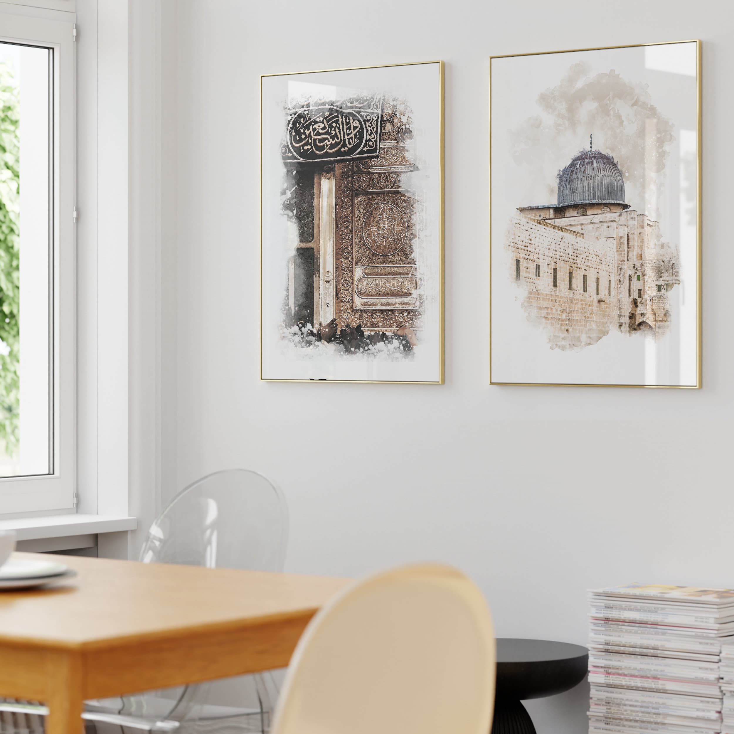 2er Set - Islamic Art Poster - Al Aqsa Kaaba Door - Bilder Wohnzimmer - Wanddeko - Wandbehang - Kunstdruck Arabisch Kalligraphie Fotopapier - image 4