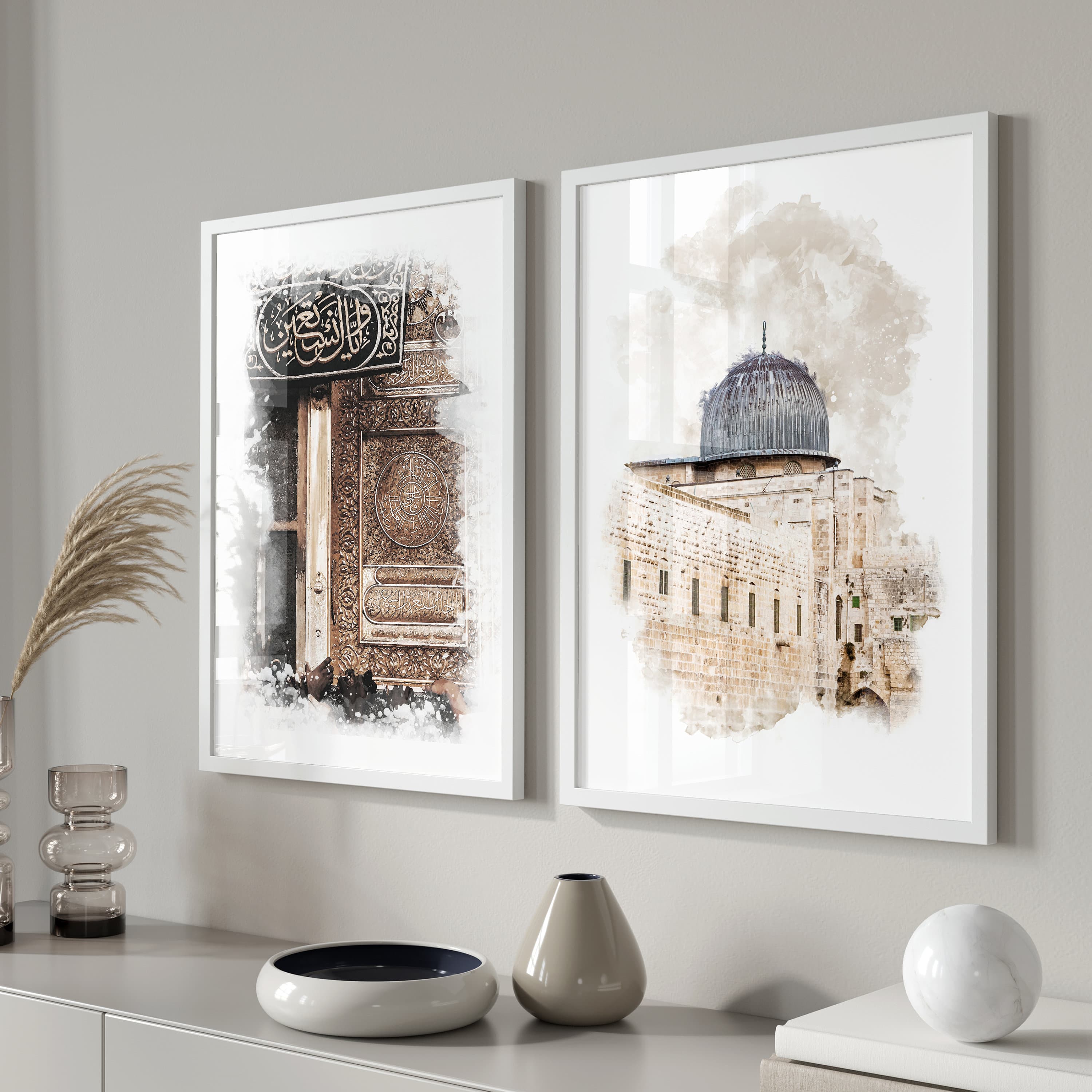 2er Set - Islamic Art Poster - Al Aqsa Kaaba Door - Bilder Wohnzimmer - Wanddeko - Wandbehang - Kunstdruck Arabisch Kalligraphie Fotopapier - image 3