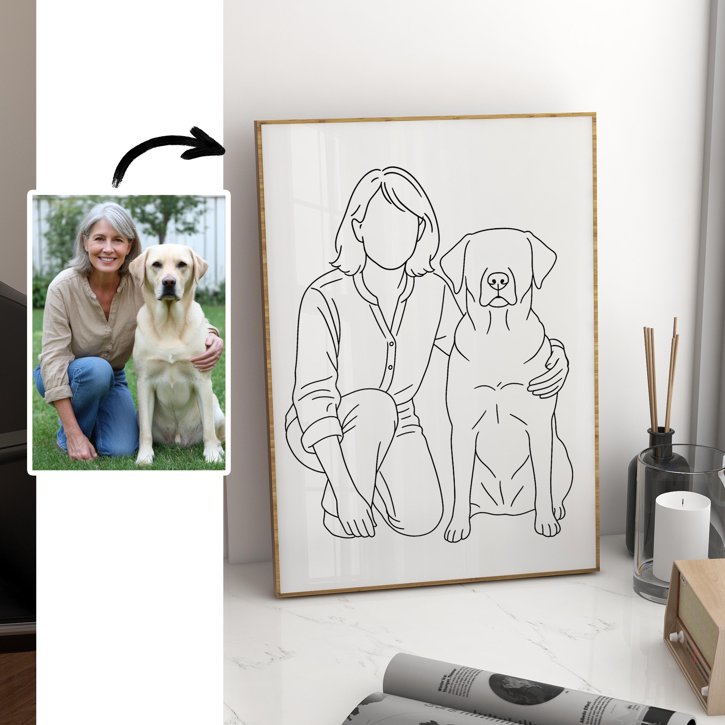 Personalisiertes Familienposter – Line Art Illustration – Custom Portrait mit Kind – Moderne Wandkunst - Premium Fotopapier Matt Kunstdruck - image 3