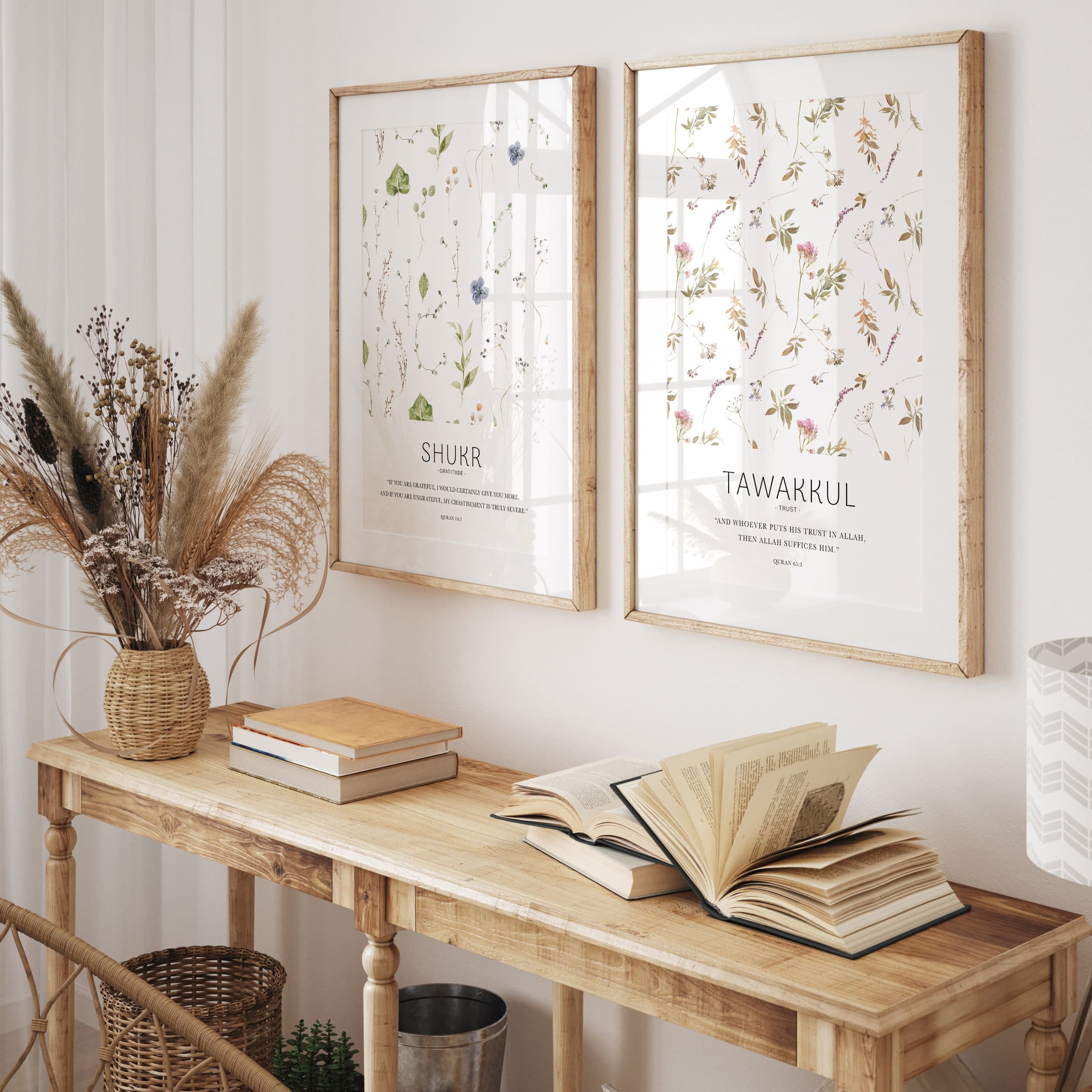 3x Islam Poster Set - Flower - Sabr Shukr Tawakkul Quran Verse - Wandbilder Islamic Wall Art - Kunstdrucke - Wanddeko - Bilder Wohnzimmer - image 4