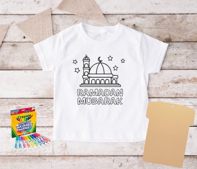Ramadan coloring t-shirt, kids t-shirt, Muslim kids activity, Ramadan party ideas, Ramadan gift, Eid shirt, Muslim shirt, Eid gift for kids