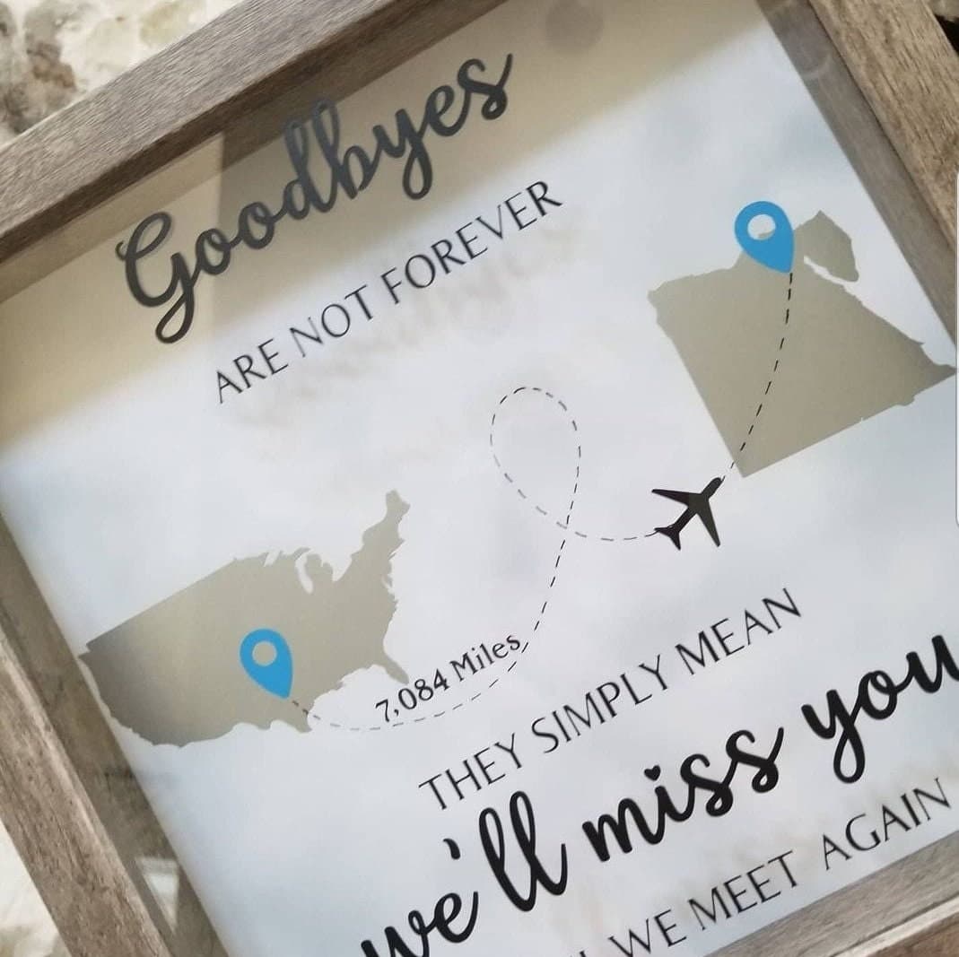 Farewell Personalized 9X9 Flower shadow boxes, shadow box, custom shadow boxes, Farewell gift, shadow box, Maps, Goodbye, Travel - image 4