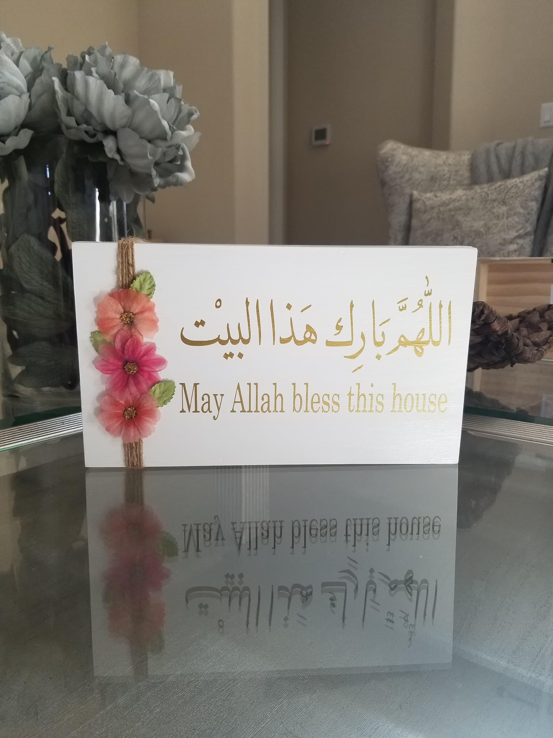 Bless this house wood sign, wood stand, SALAM, peace, home décor, Islamic décor, May Allah bless this home, Welcome wood sign, wood stand - image 5