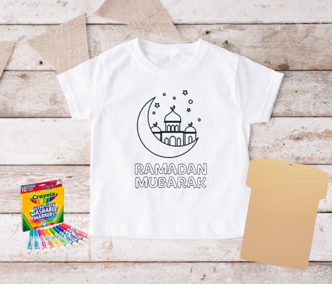 Ramadan coloring t-shirt, kids t-shirt, Muslim kids activity, Ramadan party ideas, Ramadan gift, Eid shirt, Muslim shirt, Eid gift for kids - image 3