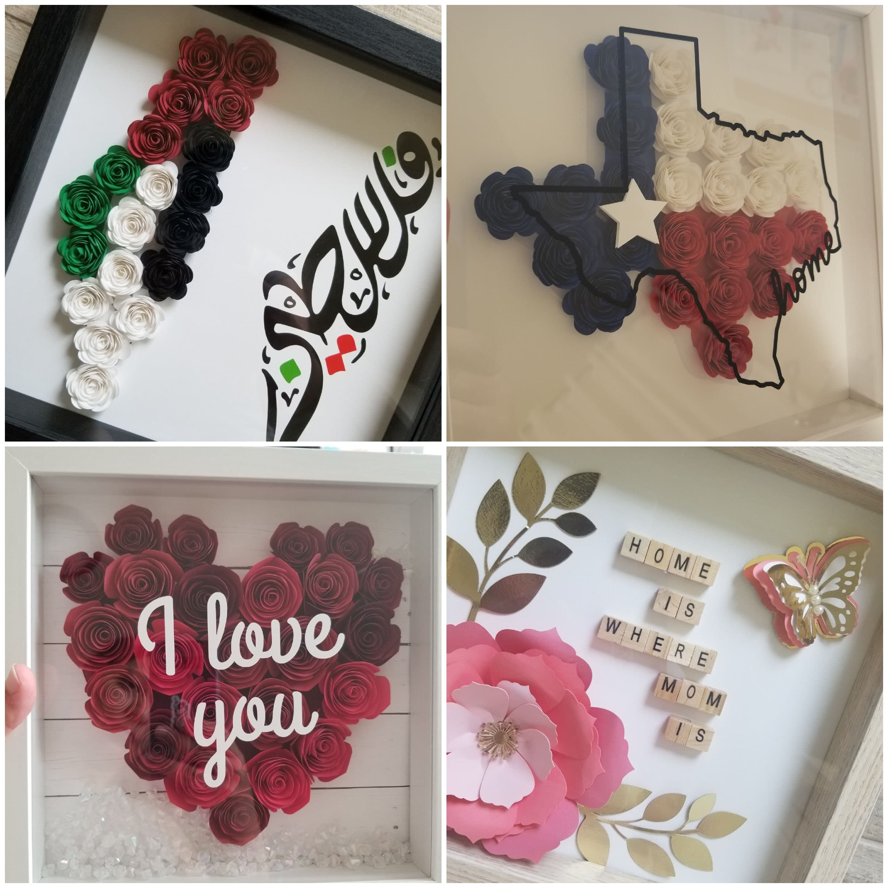Texas map 9X9 Flower shadow boxes, shadow box, custom shadow boxes, paper flowers, Custom gift  shadow box, flowers, Texas, Lone star state - image 5