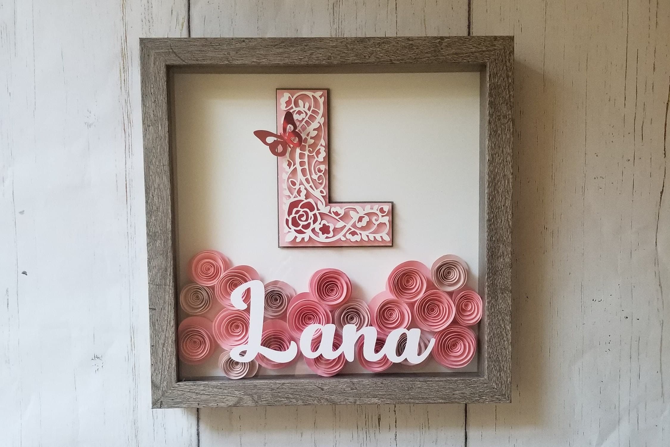 Personalized Shadow box with name, 9x9 shadow box, custom, personalized, shadow box, baby girl gift, newborn gift, framed gift - image 3