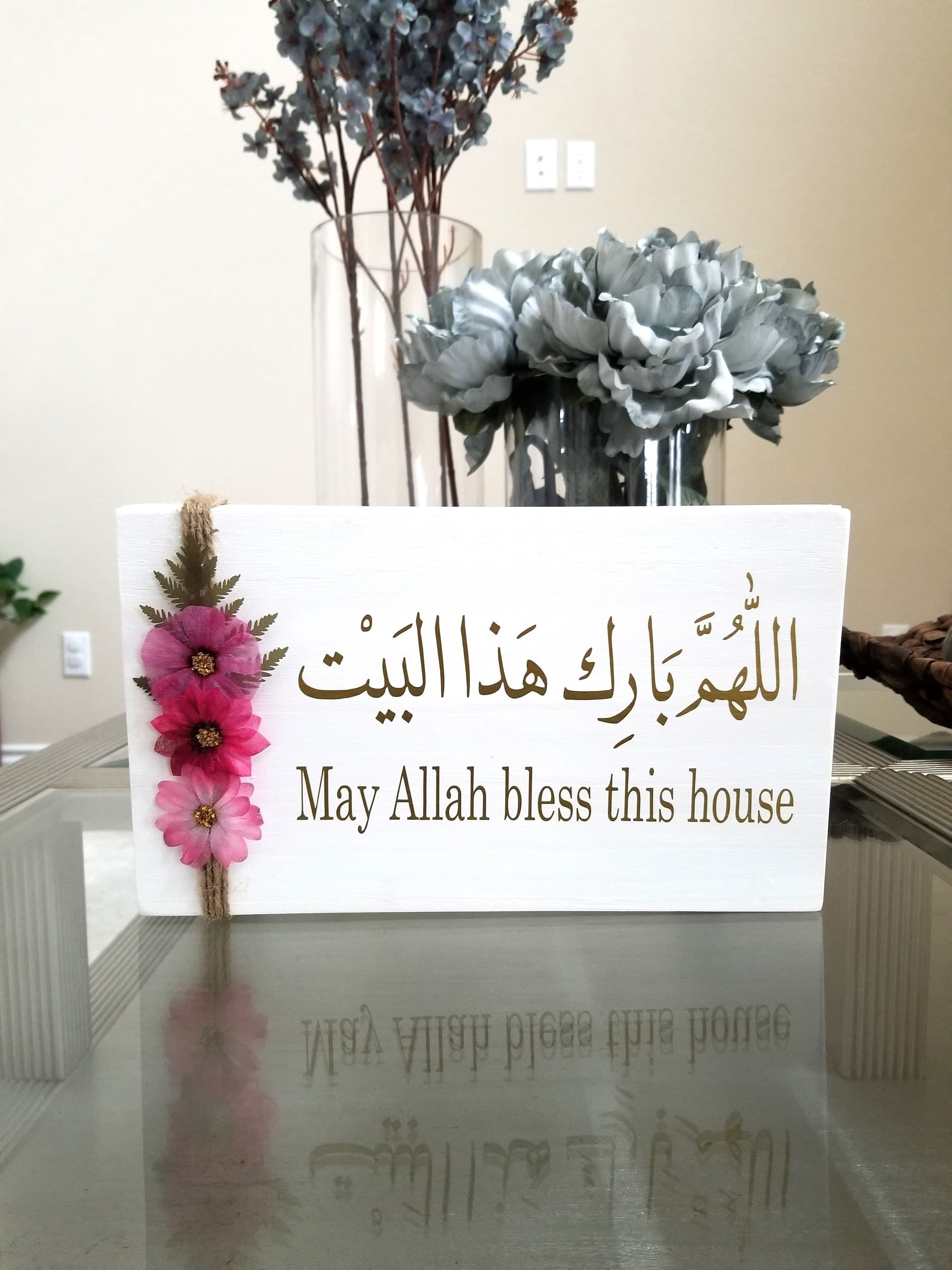 Bless this house wood sign, wood stand, SALAM, peace, home décor, Islamic décor, May Allah bless this home, Welcome wood sign, wood stand