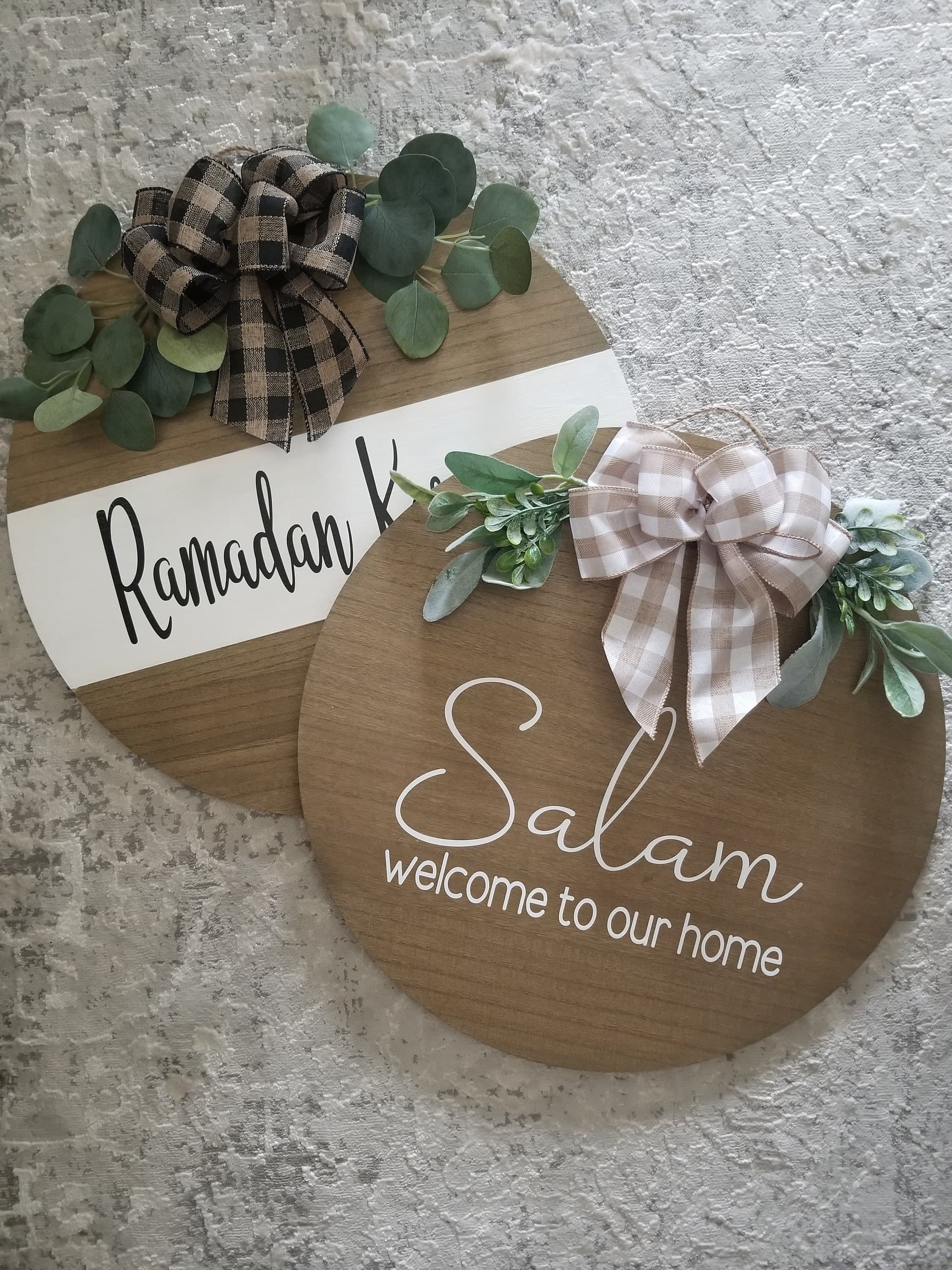 Ramadan Door Sign, Ramadan décor, Ramadan wreath, Ramadhan, Two-color Sign, Ramadan, Ramadan sign, Wood round sign, Islamic Home Décor - image 3